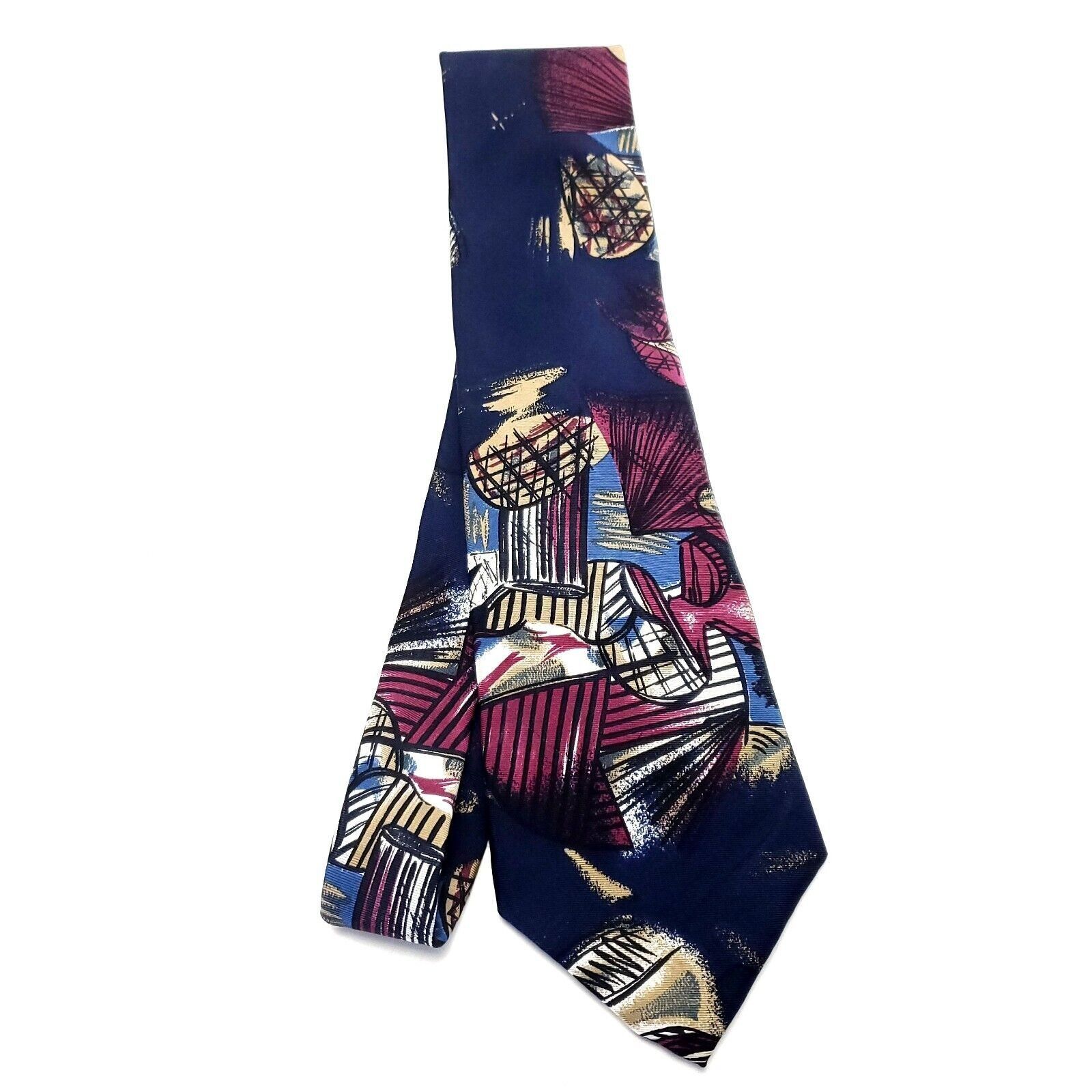 Henry Grethel Henry Grethel Multi Colored Silk Tie Woven Short Wide Graphi Size ONE SIZE - 6 Thumbnail