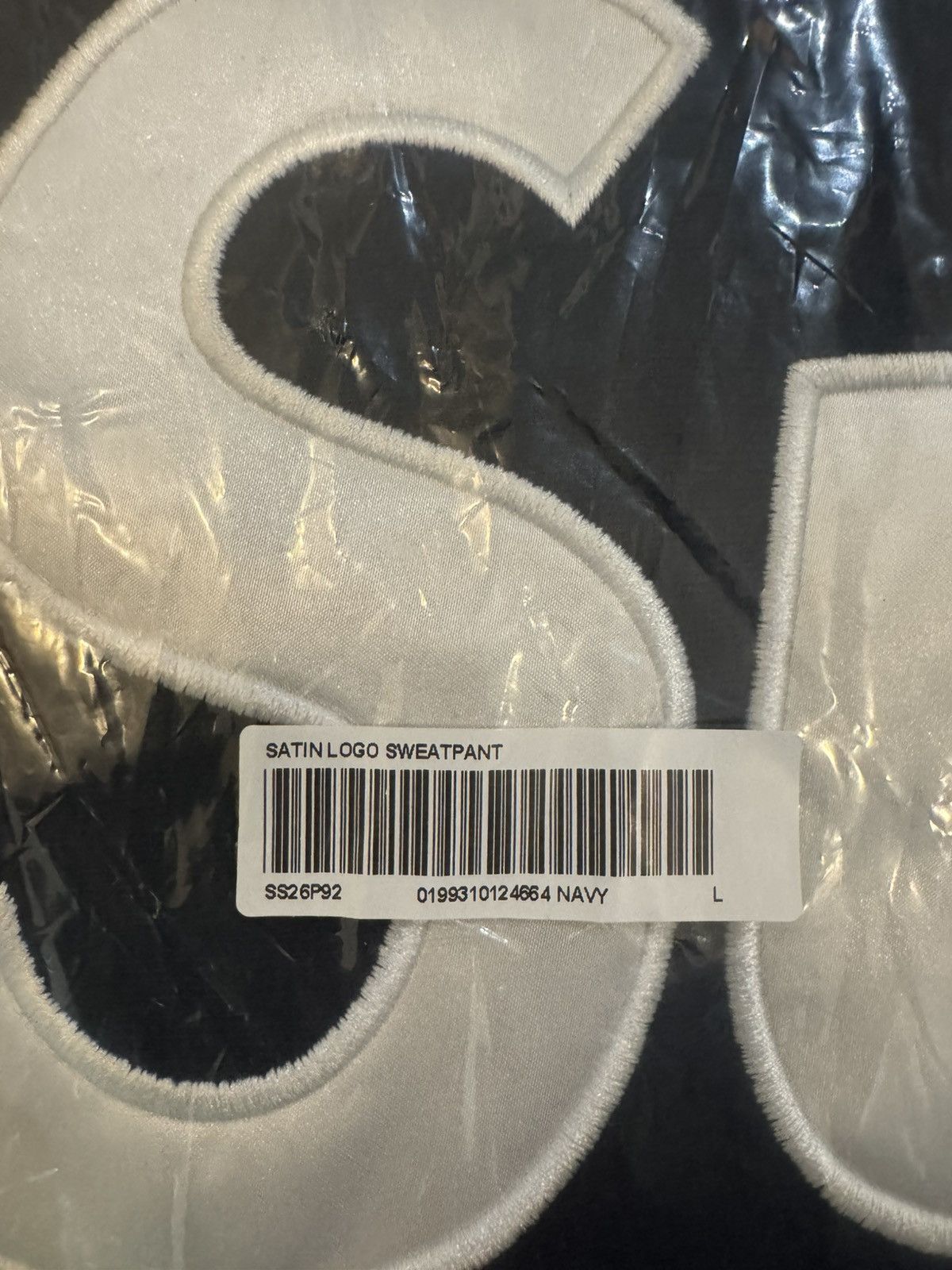 Supreme Supreme Satin Appliqué Sweatpant (Navy) Size US 33 - 5 Thumbnail