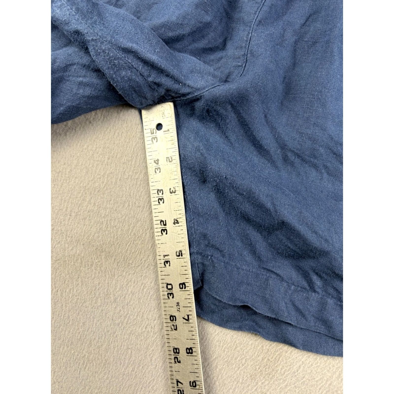 Vintage American Giant Women's Linen Short Beach Horizon Blue 100% Linen Pull On XL Elastic Waist Chino Relaxed Regular Beach Women Blue 100% Linen Short Size 40" / US 18 - 7 Thumbnail