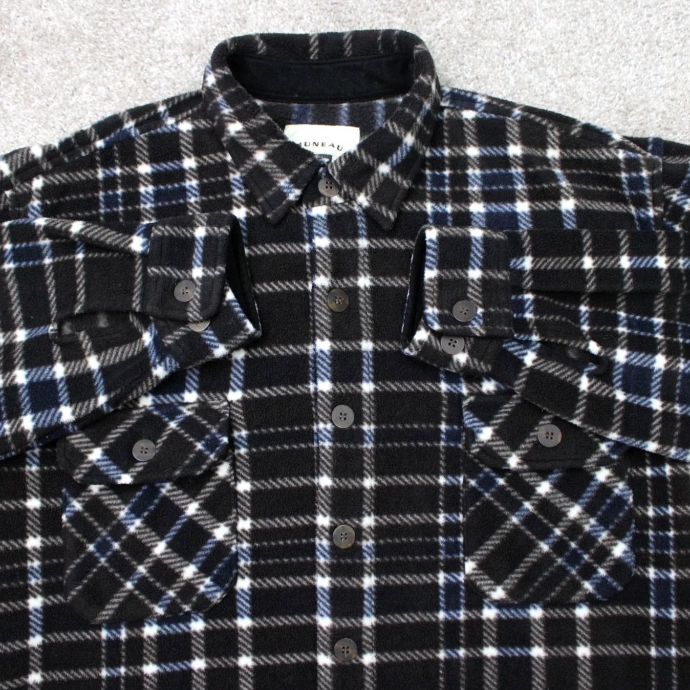 Vintage Juneau Fleece Shacket Mens Large Brown/Blue Plaid Long Sleeve Button-Up Shirt Size US L / EU 52-54 / 3 - 2 Thumbnail