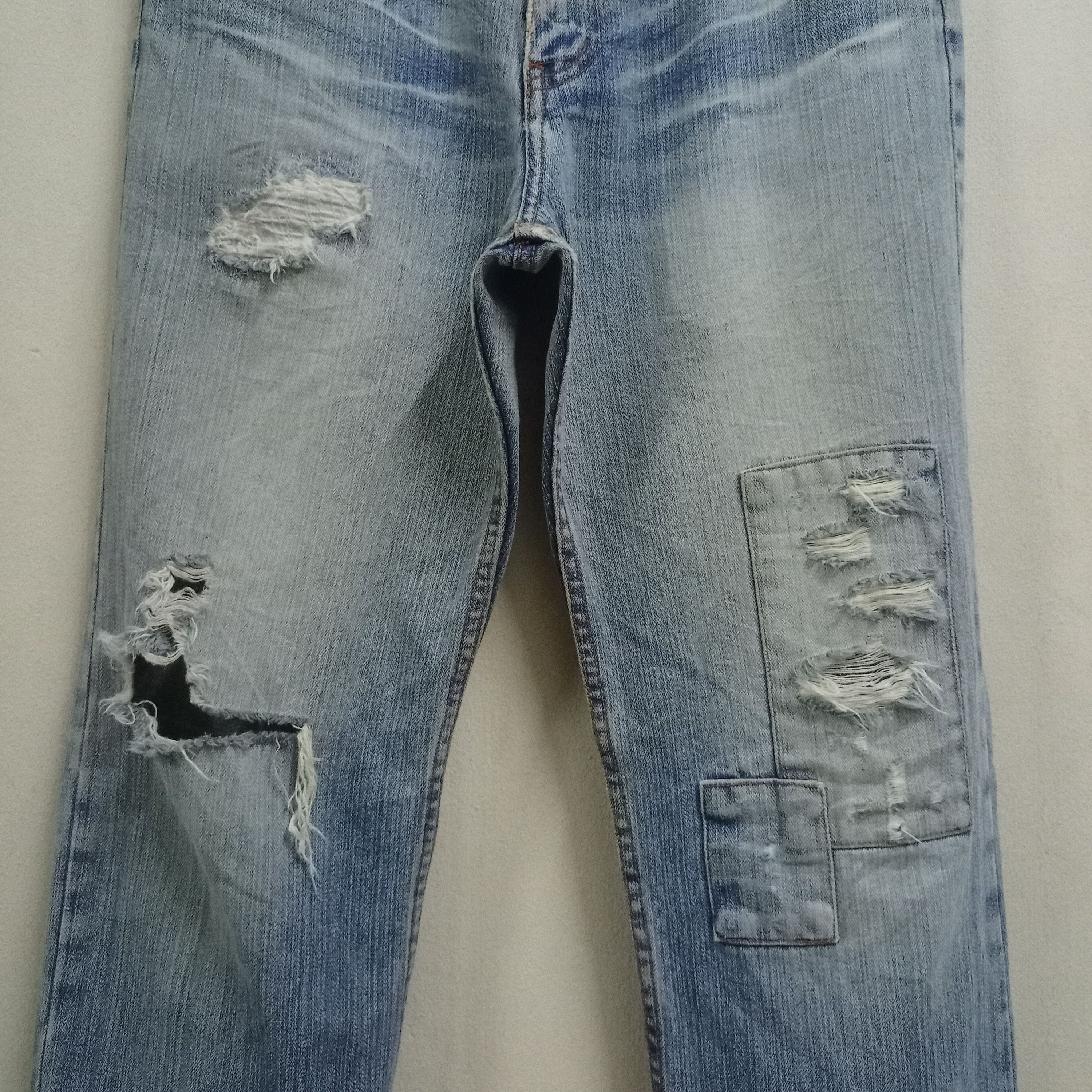 Japanese Brand Vintage Japanese Brand Blue Wash Patchwork Loose Jeans 33x33 Size US 33 - 5 Thumbnail