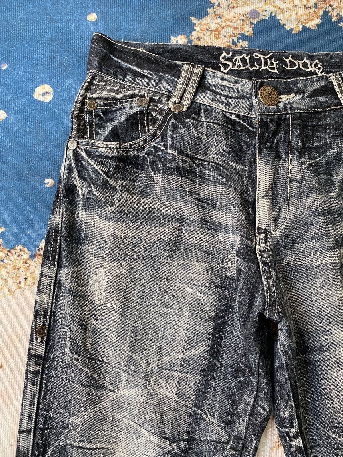 If Six Was Nine × Japanese Brand × Tornado Mart 2000s - Salty Dog Claws Mark Buckle Back Flare Denim Size US 32 / EU 48 - 10 Thumbnail