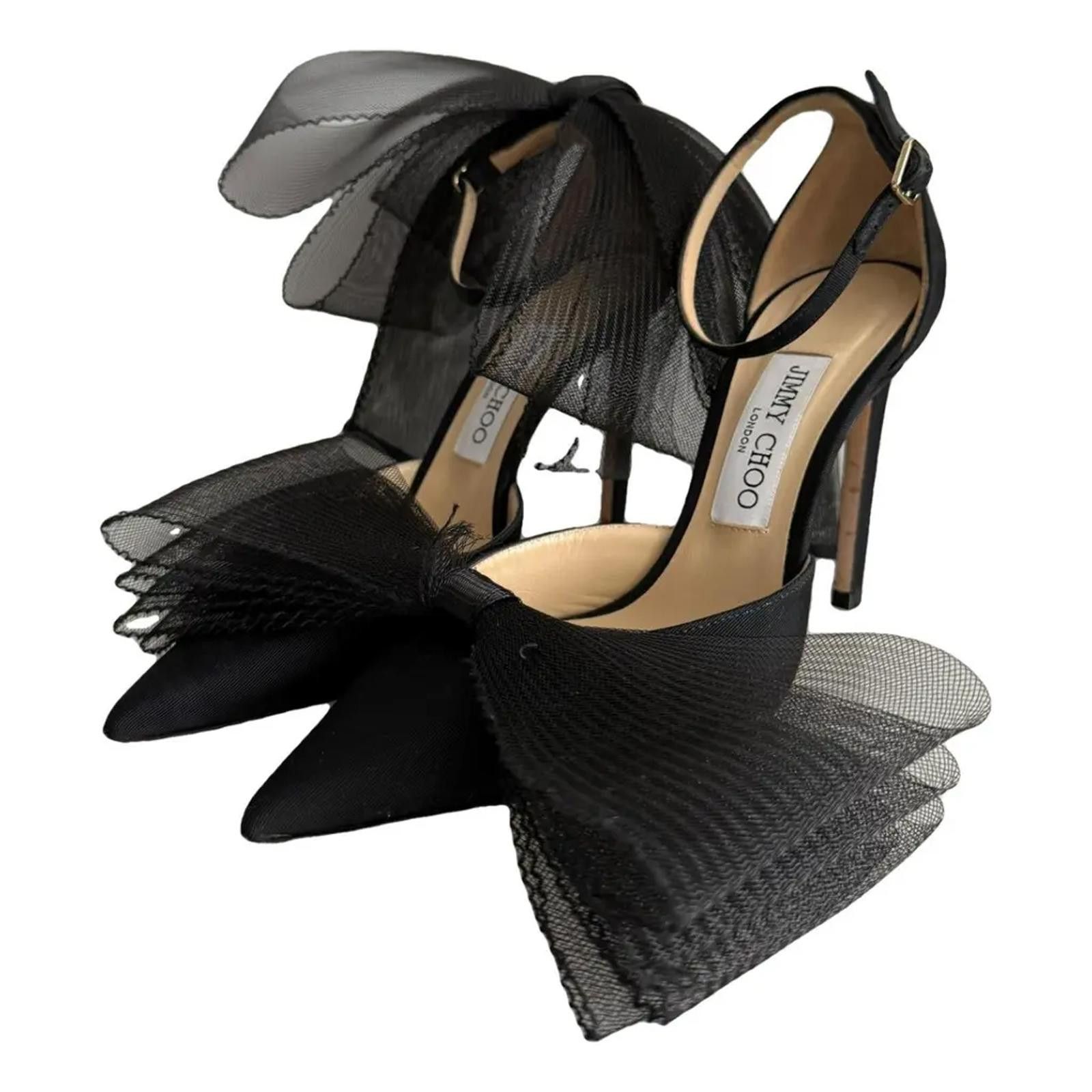 Jimmy Choo Jimmy Choo Averly 100 bow ankle strap pumps Size US 7.5 / IT 37.5 - 1 Thumbnail