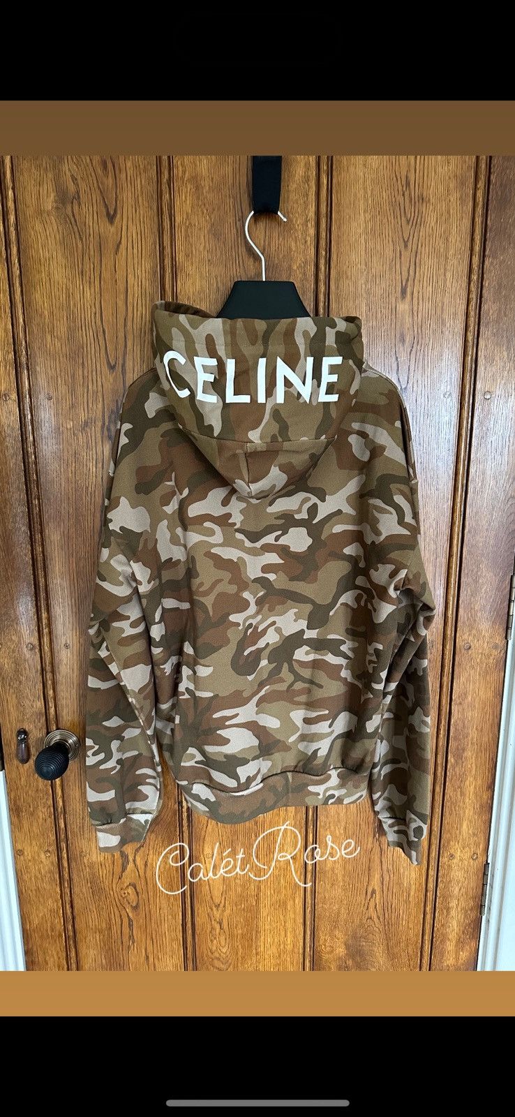 Image of Celine Camouflage Camo Logo Hoodie Hedi Slimane, Men's (Size Small)