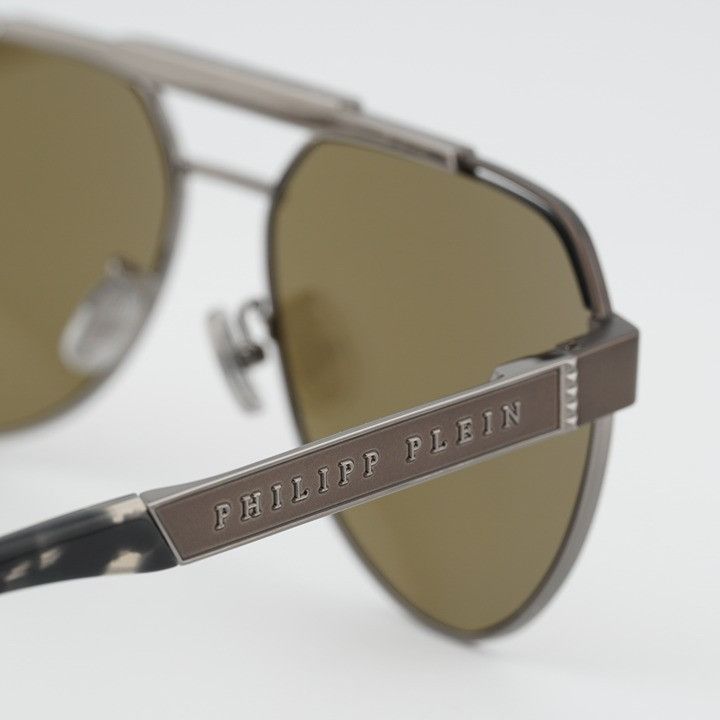 Philipp Plein Philipp Plein SPP073M 566G Sunglasses Grey Aviator Frame Size ONE SIZE - 8 Thumbnail