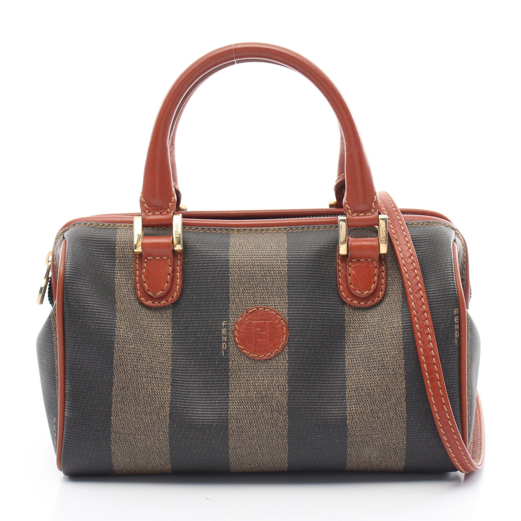 Fendi Fendi Pecan Handbag Mini Boston Bag Leather Black Beige Brown Size ONE SIZE - 1 Thumbnail