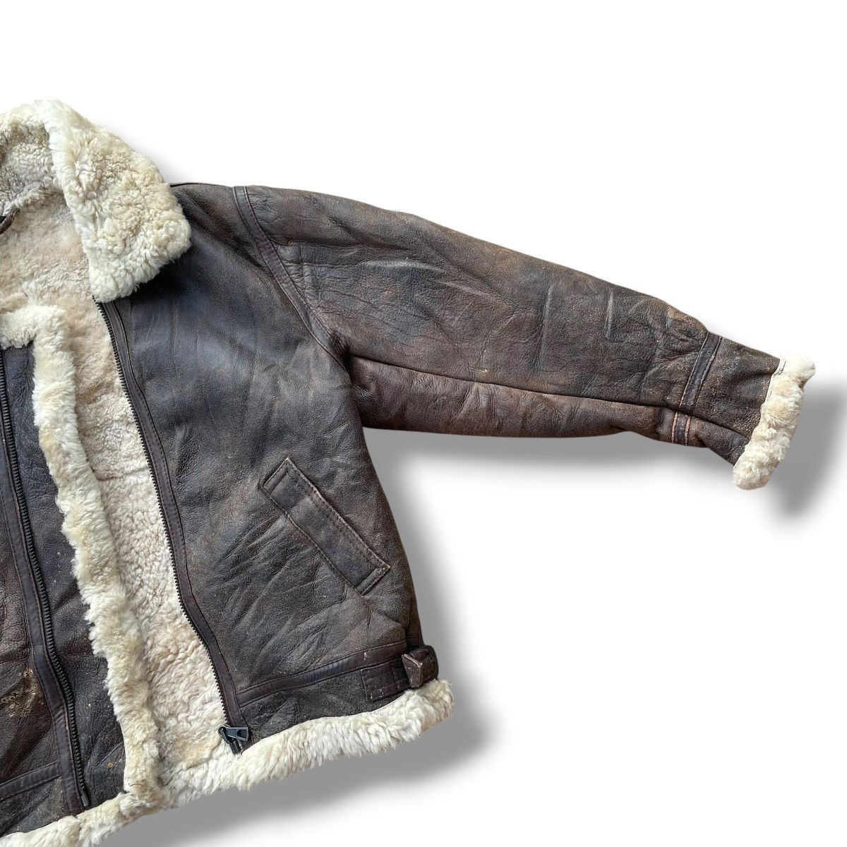 Genuine Leather VINTAGE SPRAZZO MODA SPORTIVO B3 SHEARLING FUR JACKET Size US L / EU 52-54 / 3 - 5 Thumbnail