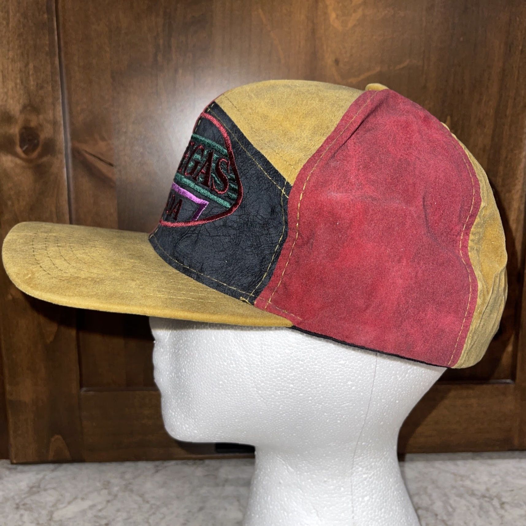 Vintage VINTAGE Las Vegas Maroon Brown Patch Hat Cap SnapBack Rayon One Size Mens Adjustable Size ONE SIZE - 4 Thumbnail
