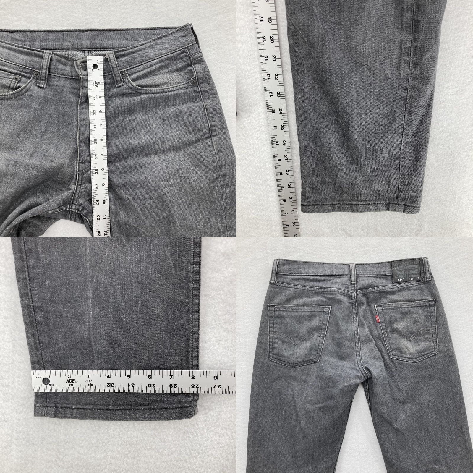 Levi's Levi's 514 Jeans Mens 33x32 Gray Regular Straight Denim 5-Pocket Stretch 99% Cotton Elastane Regular Fit N/A Vintage No Mens Size US 33 - 8 Thumbnail