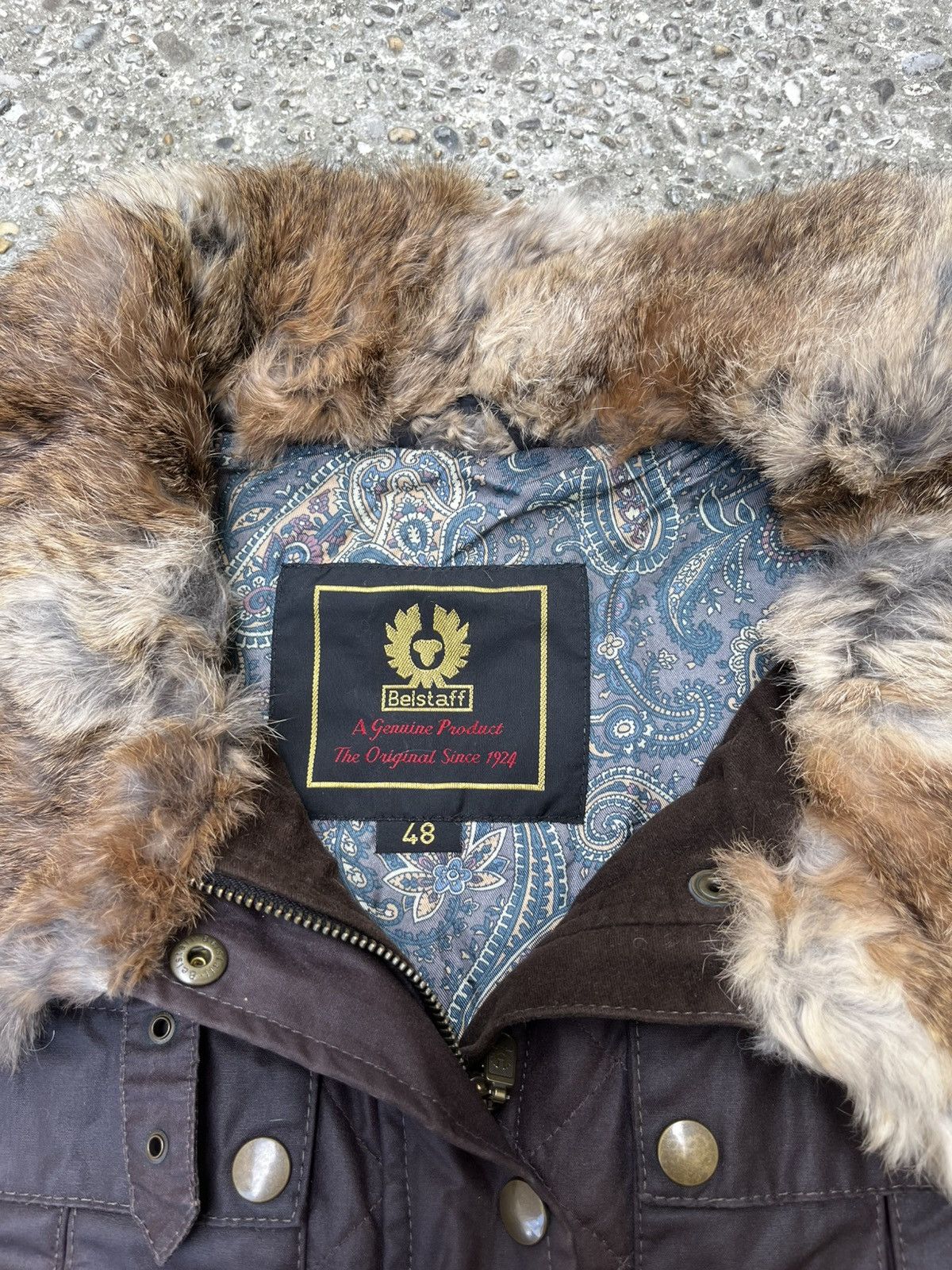 Belstaff × Vintage Belstaff Gold Label Waxed Vintage Fur Jacket Size M / US 6-8 / IT 42-44 - 6 Thumbnail