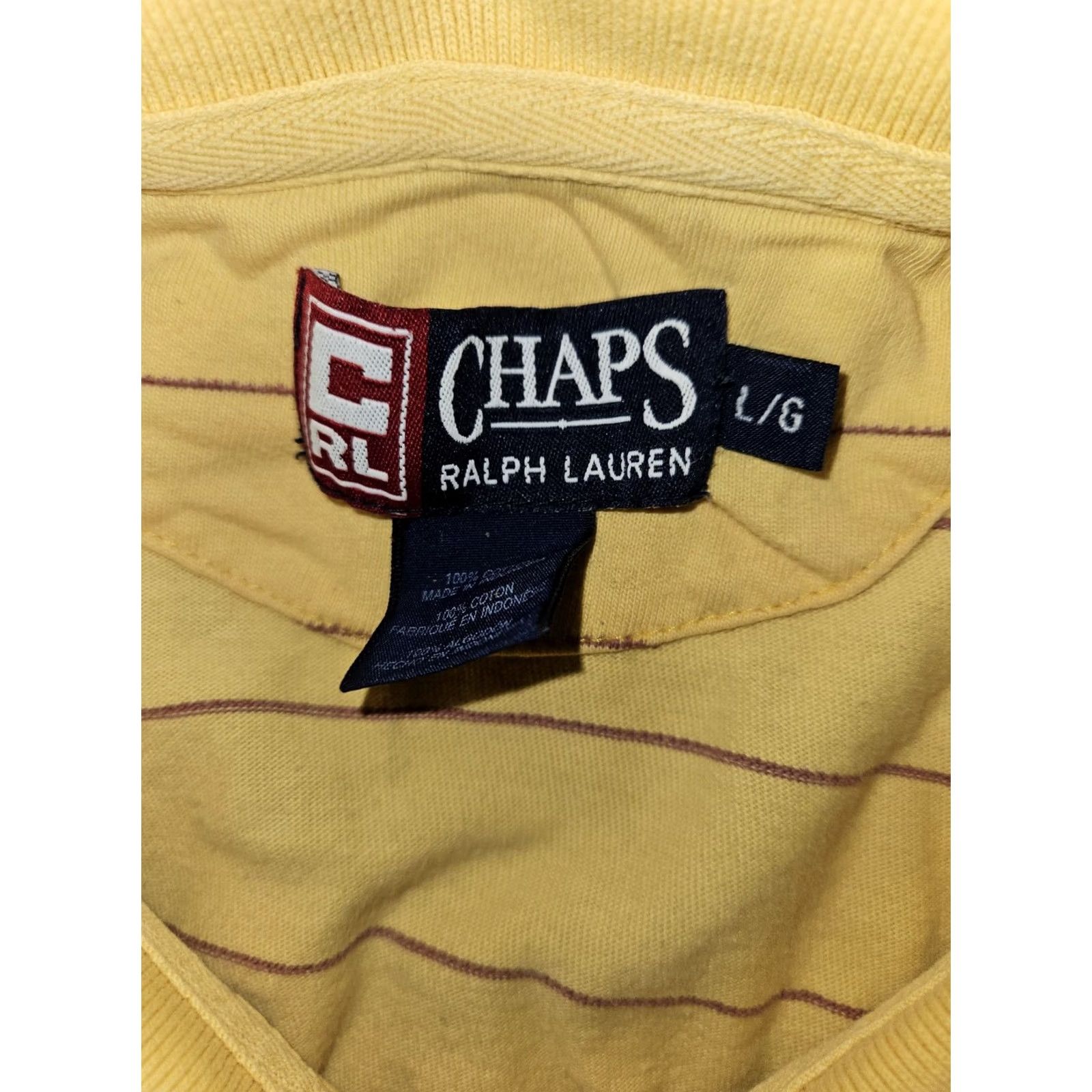 Ralph Lauren VINTAGE Chaps Ralph Lauren Polo Shirt Mens Large Yellow Striped 90s Preppy Polo Shirt 90s Mens Size US L / EU 52-54 / 3 - 2 Thumbnail
