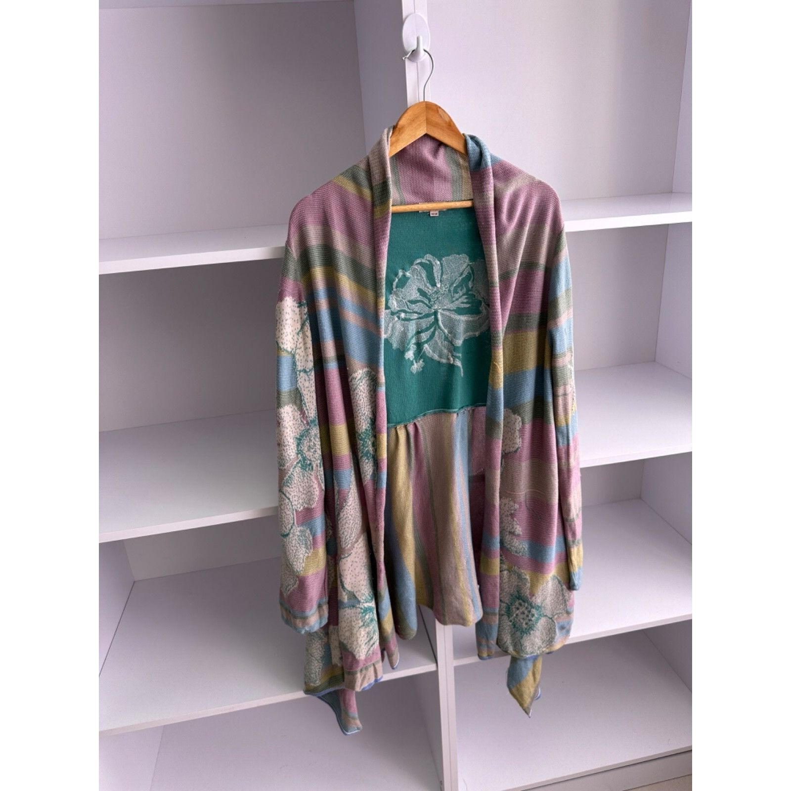 Vintage VTG Ivko Sebian Long Wrapover Cardigan Floral Pattern Print Size L / US 10 / IT 46 - 2 Thumbnail