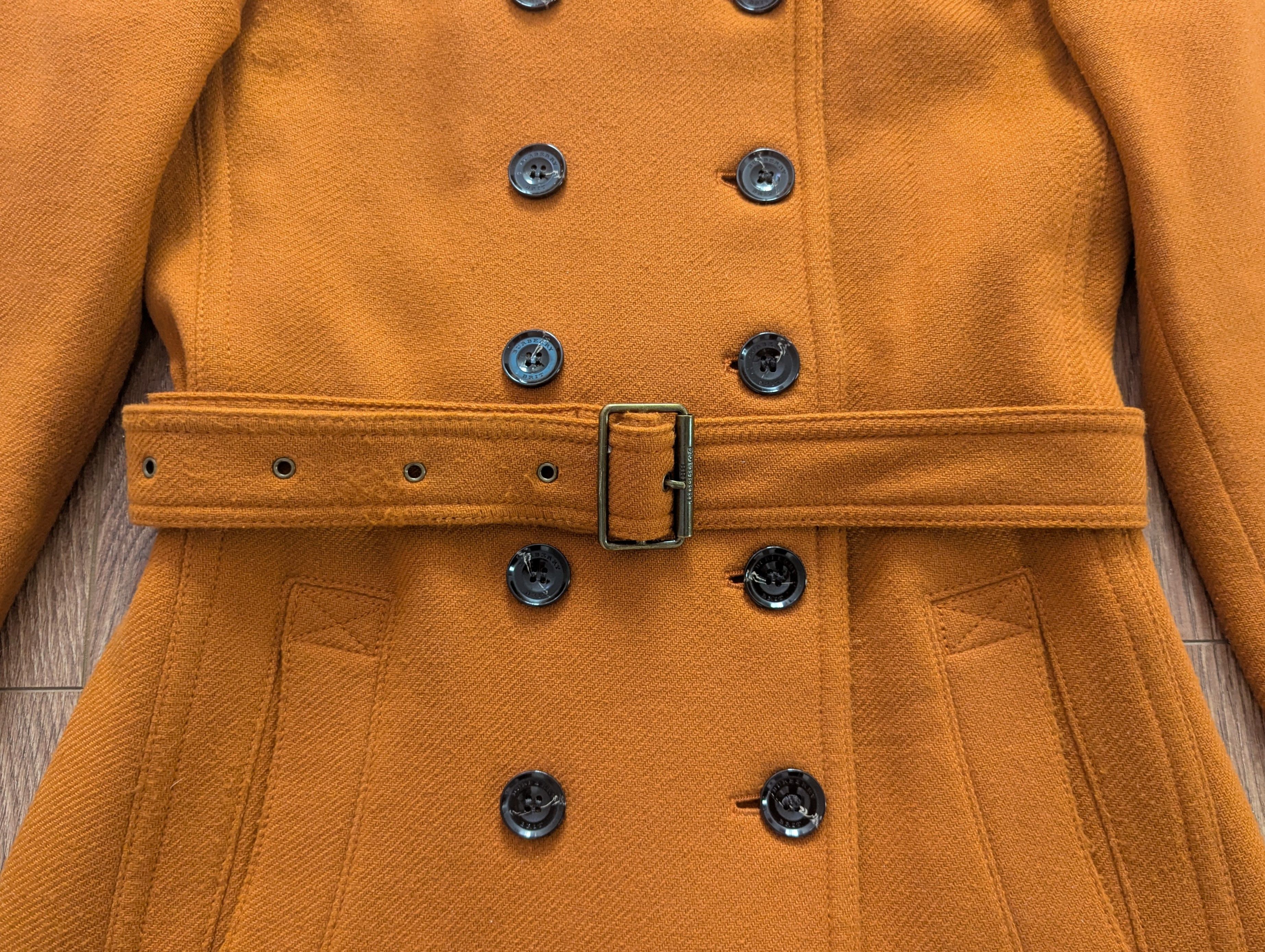 Burberry BURBERRY BRIT Women's Wool Coat Orangre Luxury Brand Size M / US 6-8 / IT 42-44 - 6 Thumbnail