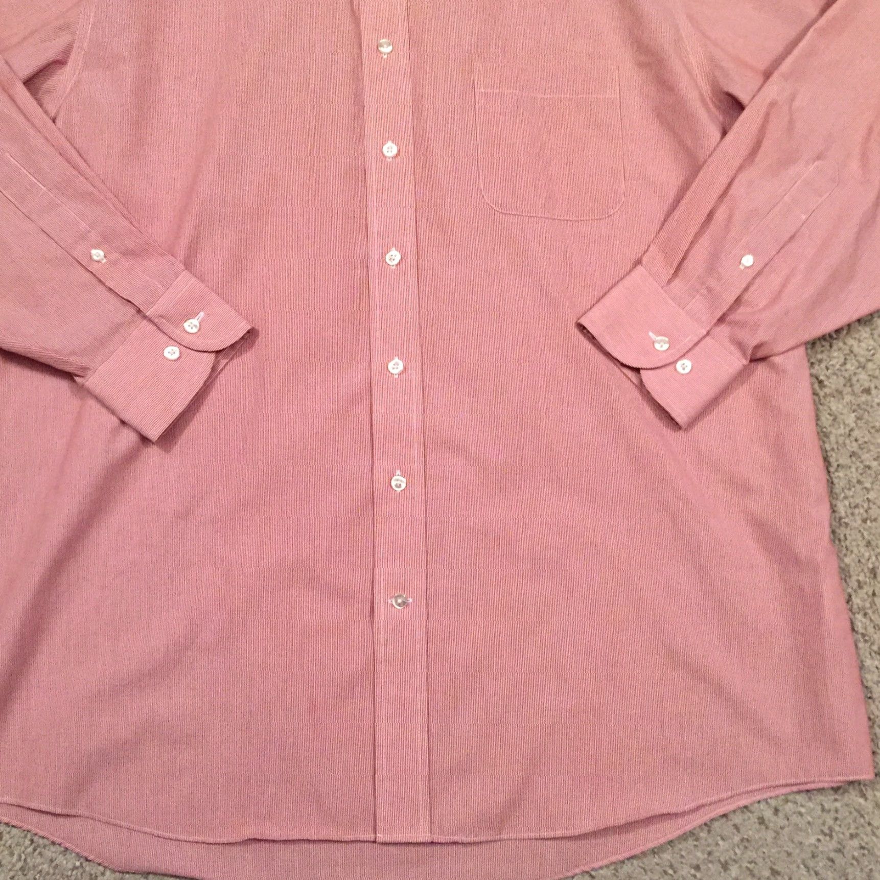 Stafford Stafford Shirt Mens 17.5 Red Striped Long Sleeve Button Up Shirt Mens Red Striped Long Sleeve Button-Front Stafford Size US XXL / EU 58 / 5 - 4 Thumbnail