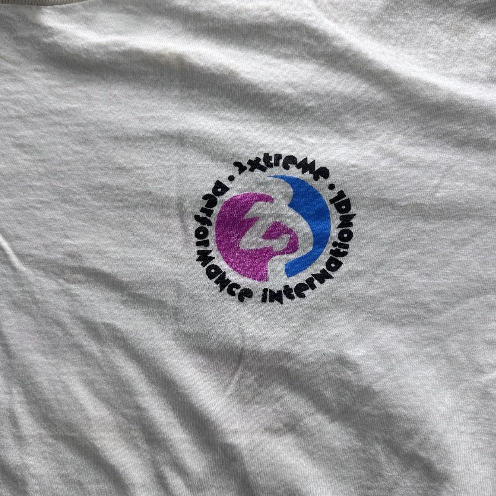 Anvil VINTAGE 2Xtreme Performance International Shirt Mens XL Ivory Graphic Print 90s Double Sided Crewneck Short Sleeve T-Shirt Anvil Cotton Size US XL / EU 56 / 4 - 2 Thumbnail