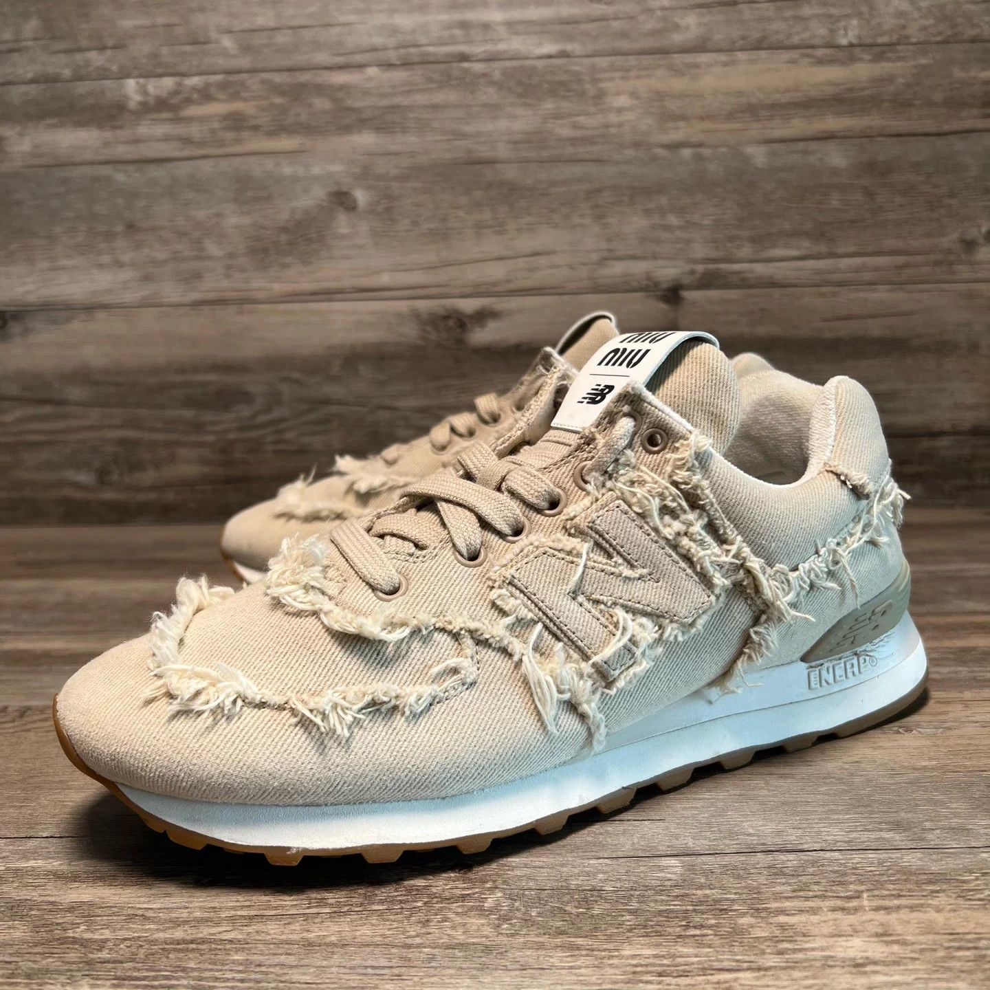 Miu Miu × New Balance Miu Miu x NB 574 Khaki Brown Tassel 41 97 Size US 8 / EU 41 - 1 Thumbnail