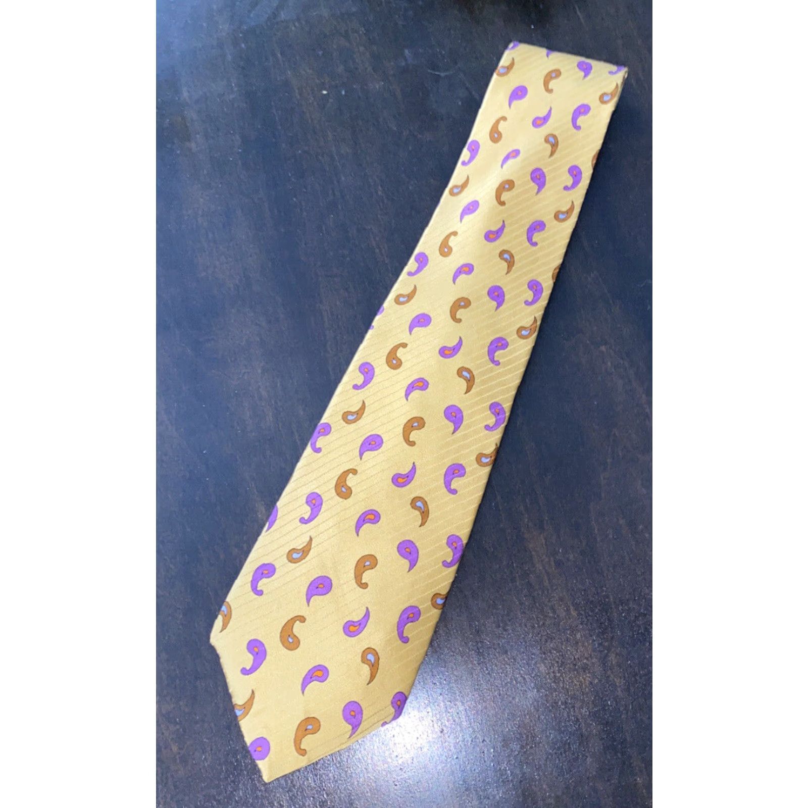 Robert Talbott RObert Talbott Tie Geometric Yellow Silk 60 Inches Men Necktie Mens 60" Yellow Silk Geometric Pattern Size ONE SIZE - 4 Thumbnail