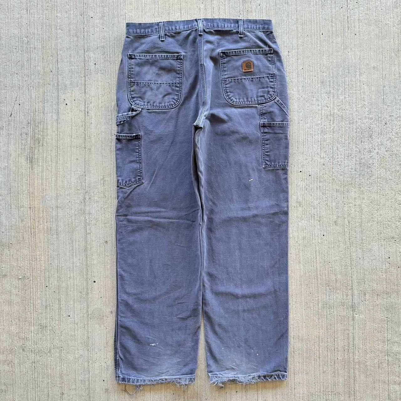 Carhartt Vintage 90s Canvas Carhartt Blue/Grey Distressed Pants Size US 34 / EU 50 - 1 Thumbnail