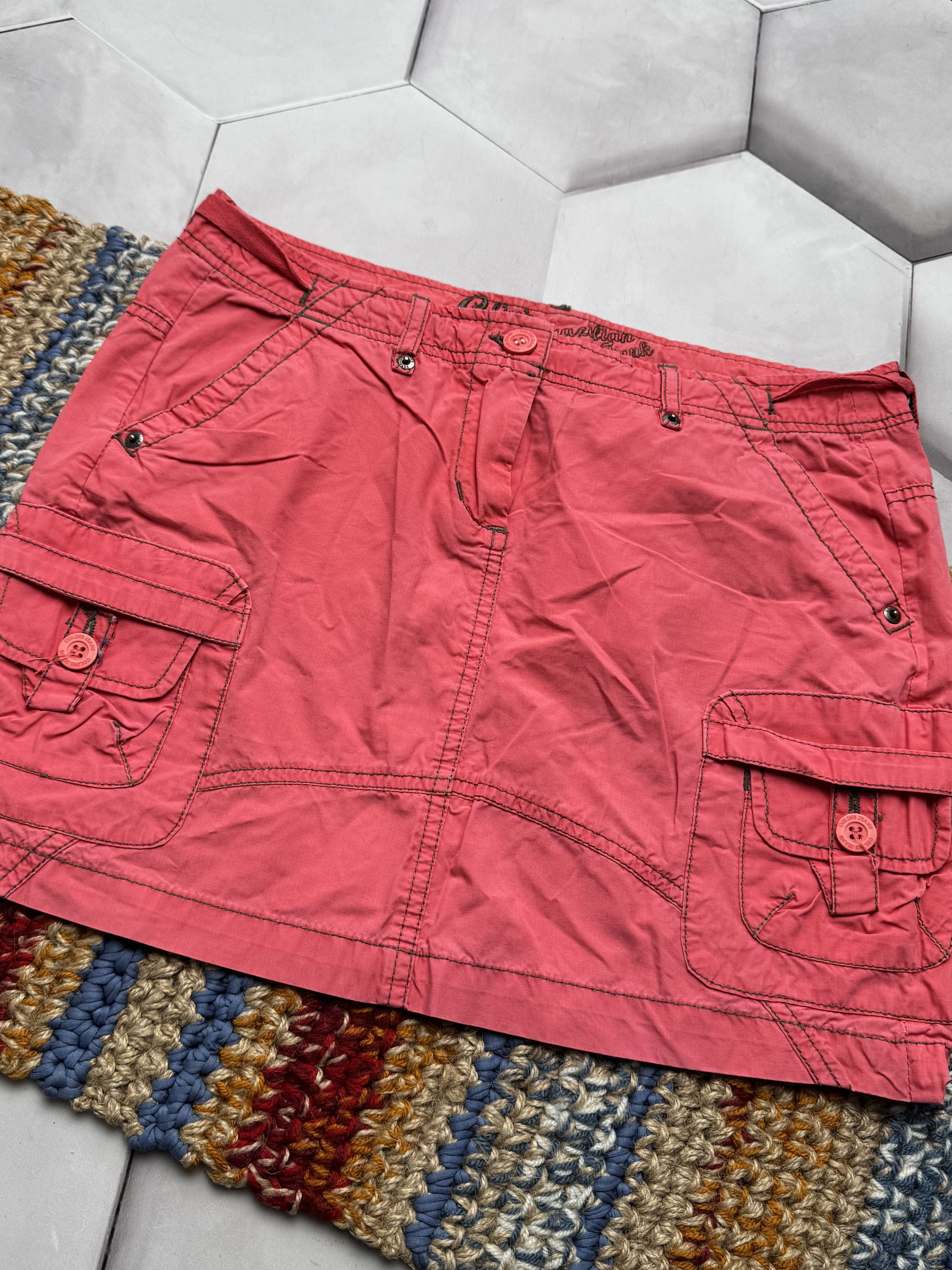 Vintage Vintage Pink Cargo Mini Skirt Low Rise Y2K Utility (E4) Size 30" / US 8 / IT 44 - 2 Thumbnail