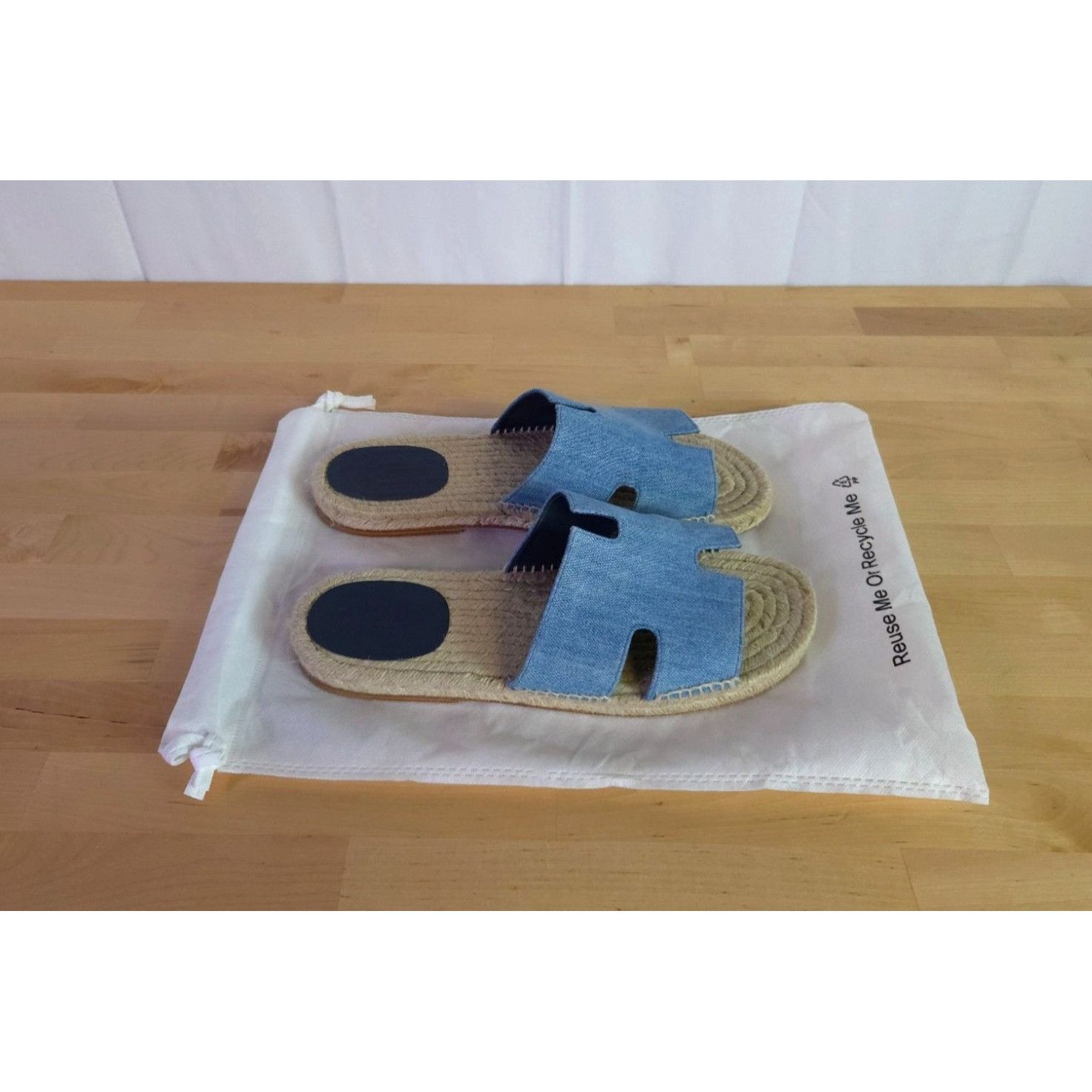 Hermes Hermès Antigua Mens Denim & Leather Espadrilles Sandals EU 4 Size US 10.5 / EU 43-44 - 3 Thumbnail