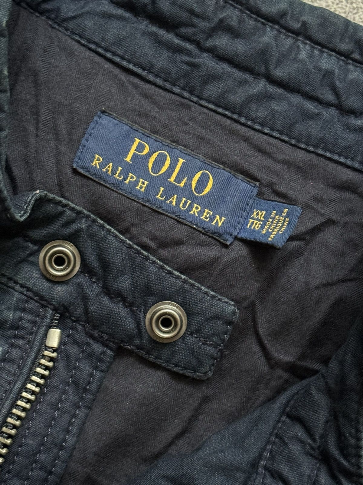 Polo Ralph Lauren × Vintage Polo Ralph Lauren XXL zip bomber style denim bike jacket 00s Size US XXL / EU 58 / 5 - 13 Thumbnail