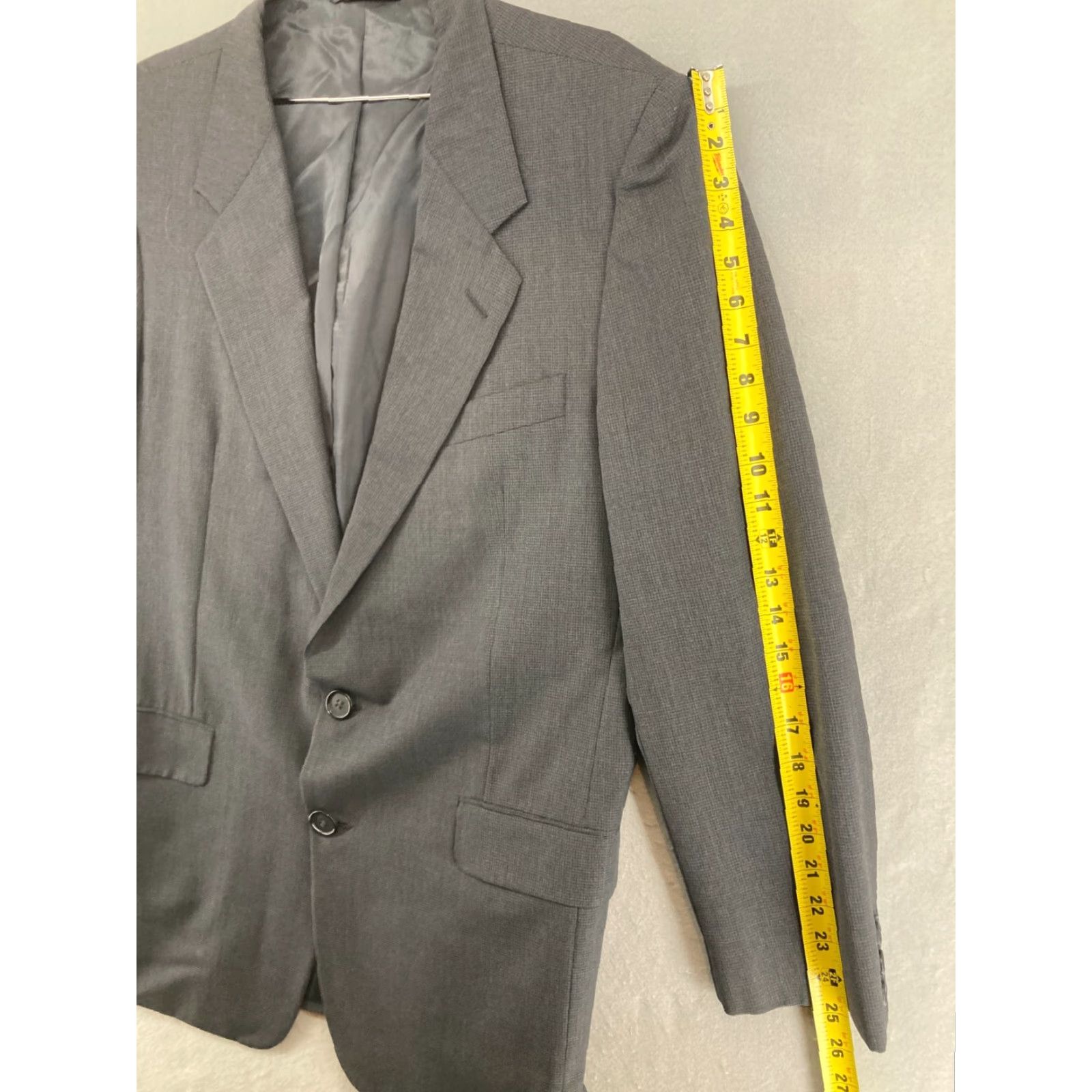 Avenue Hickey Freeman Suit Jacket Mens Gray Wool Check 44 Long Size 44R - 4 Thumbnail