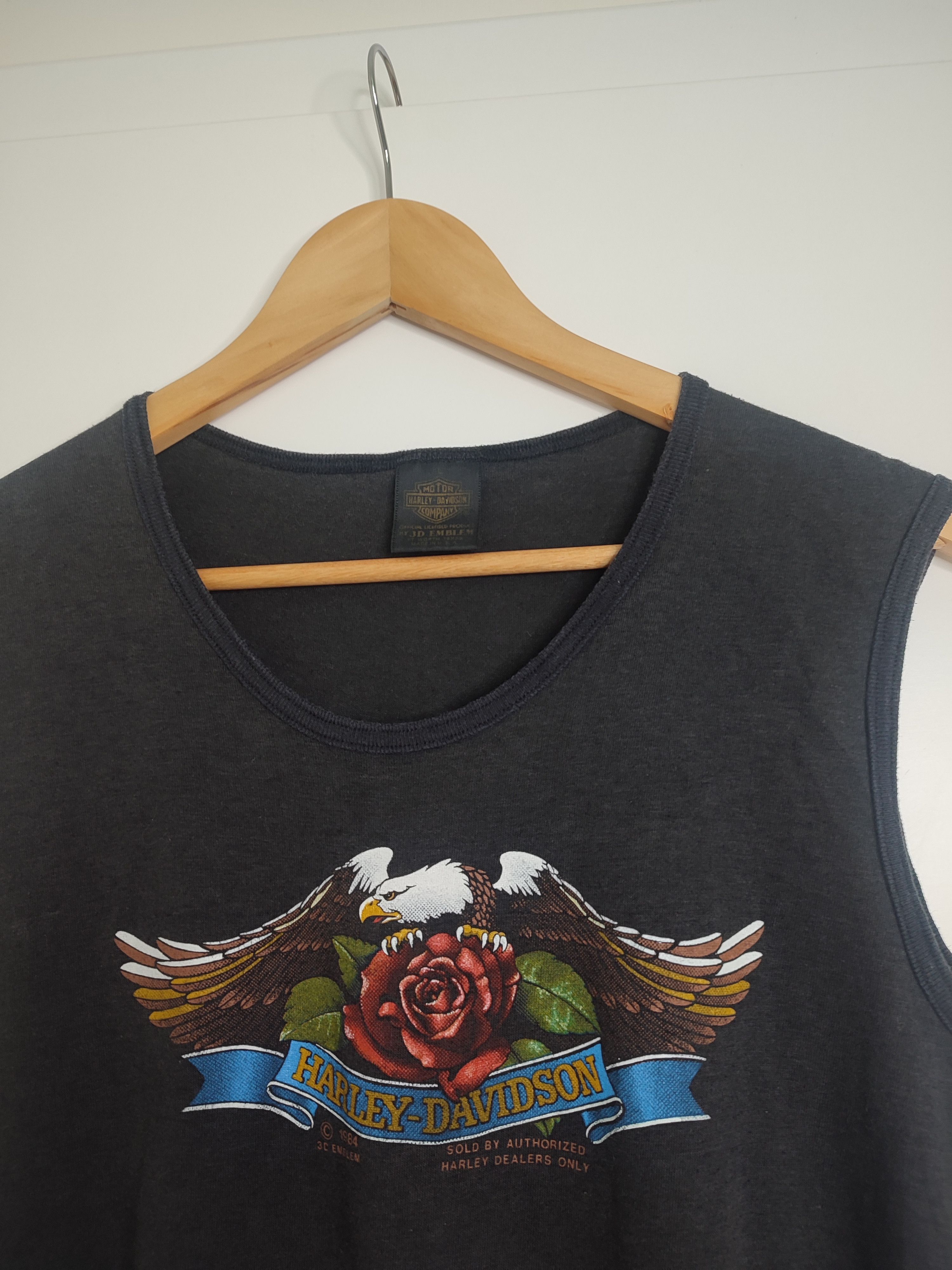 Harley Davidson Vintage 1984, 3D Emblem, tee women Size L / US 10 / IT 46 - 3 Thumbnail
