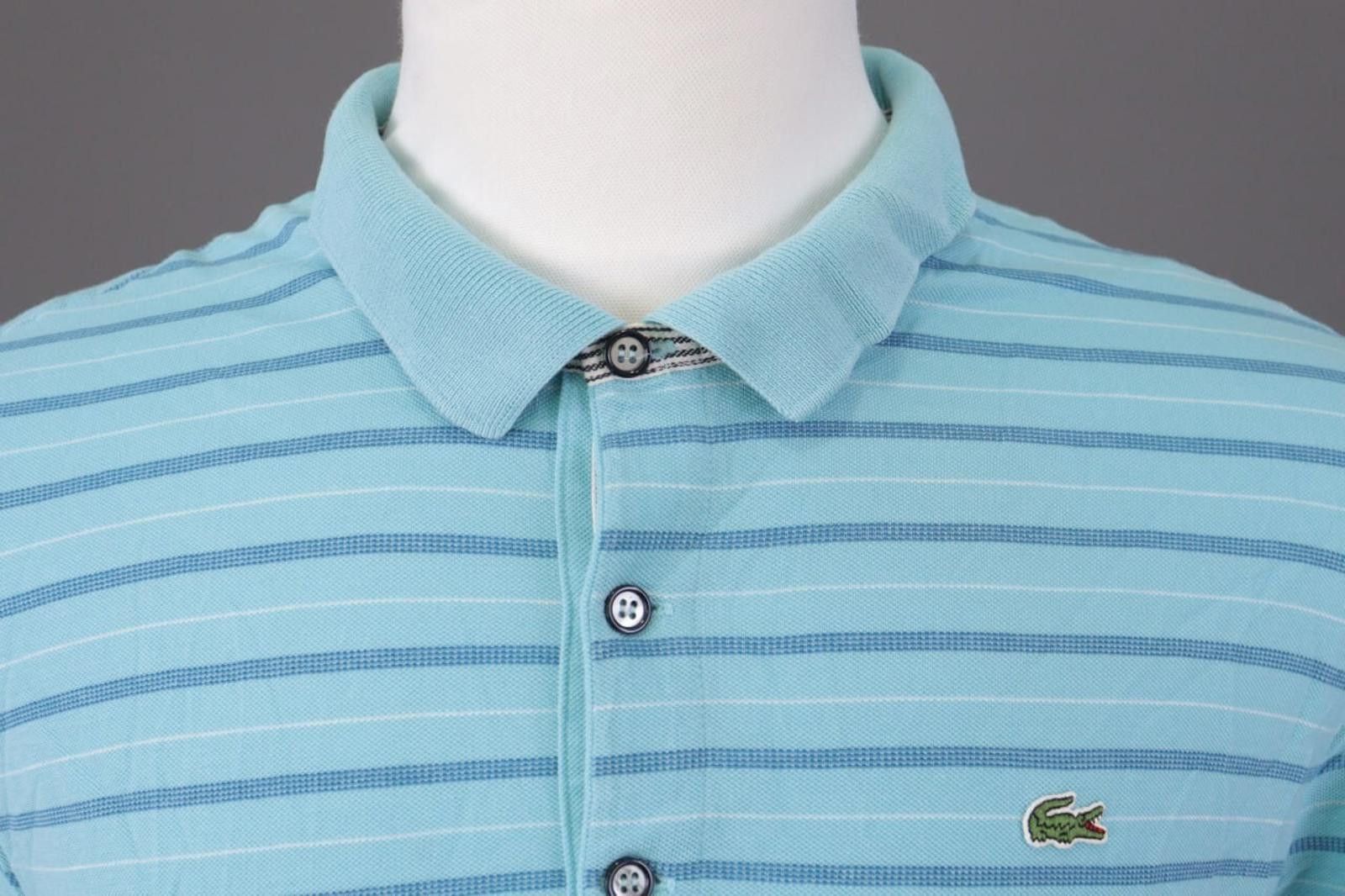 Lacoste Lacoste Blue Striped Short Sleeve Polo Shirt Size 8 / 3XL Size US XXL / EU 58 / 5 - 3 Thumbnail