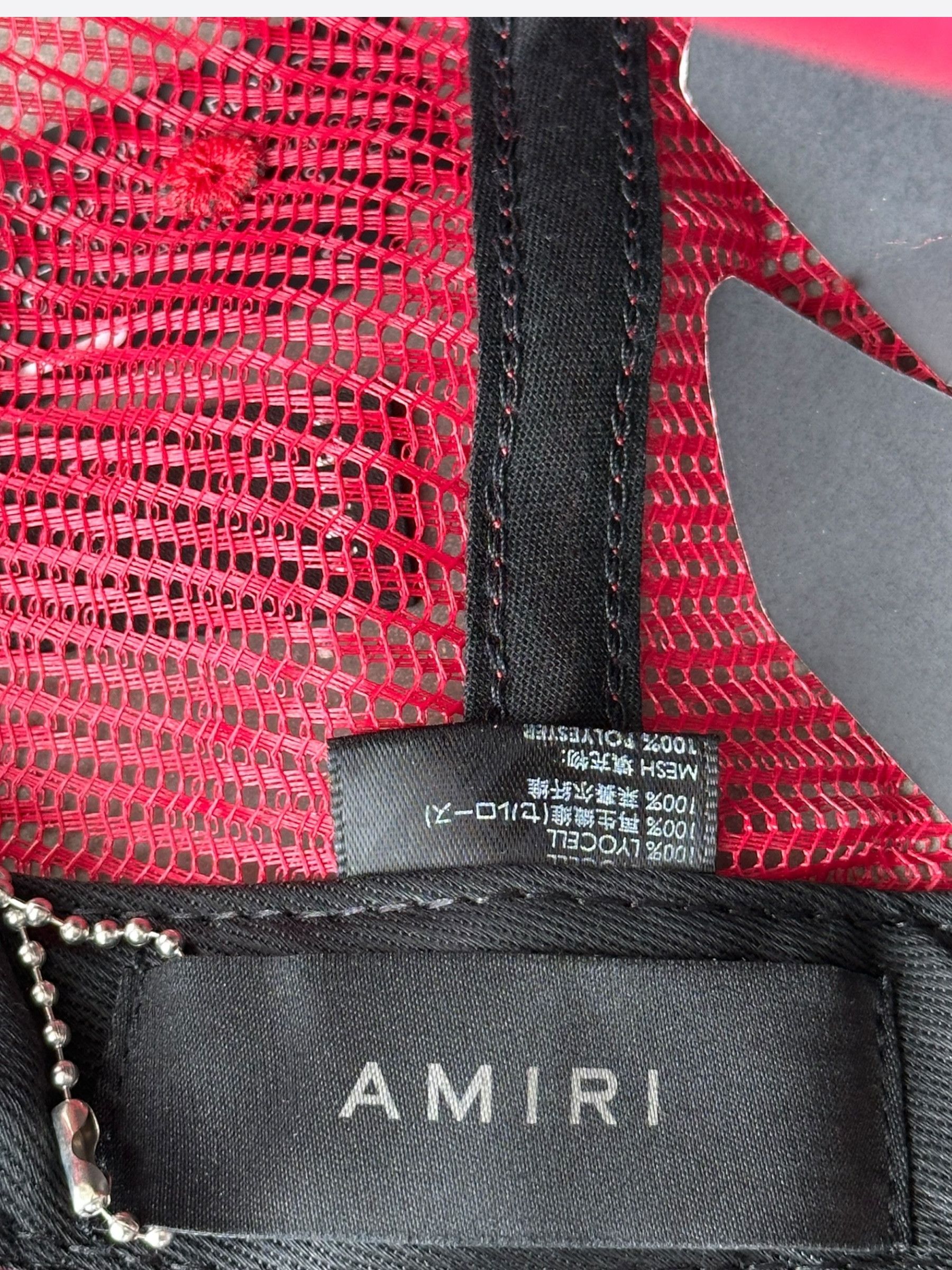 Amiri Amiri Red & White MA Logo Trucker Hat Size ONE SIZE - 5 Thumbnail