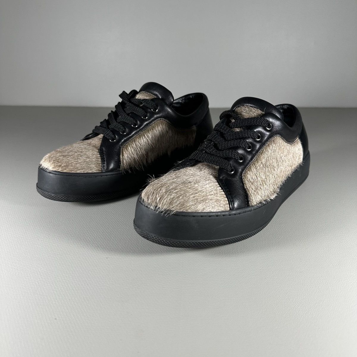 Max Mara Max Mara Atelier Leather Calf Hair Sneakers Size US 7.5 / IT 37.5 - 2 Thumbnail