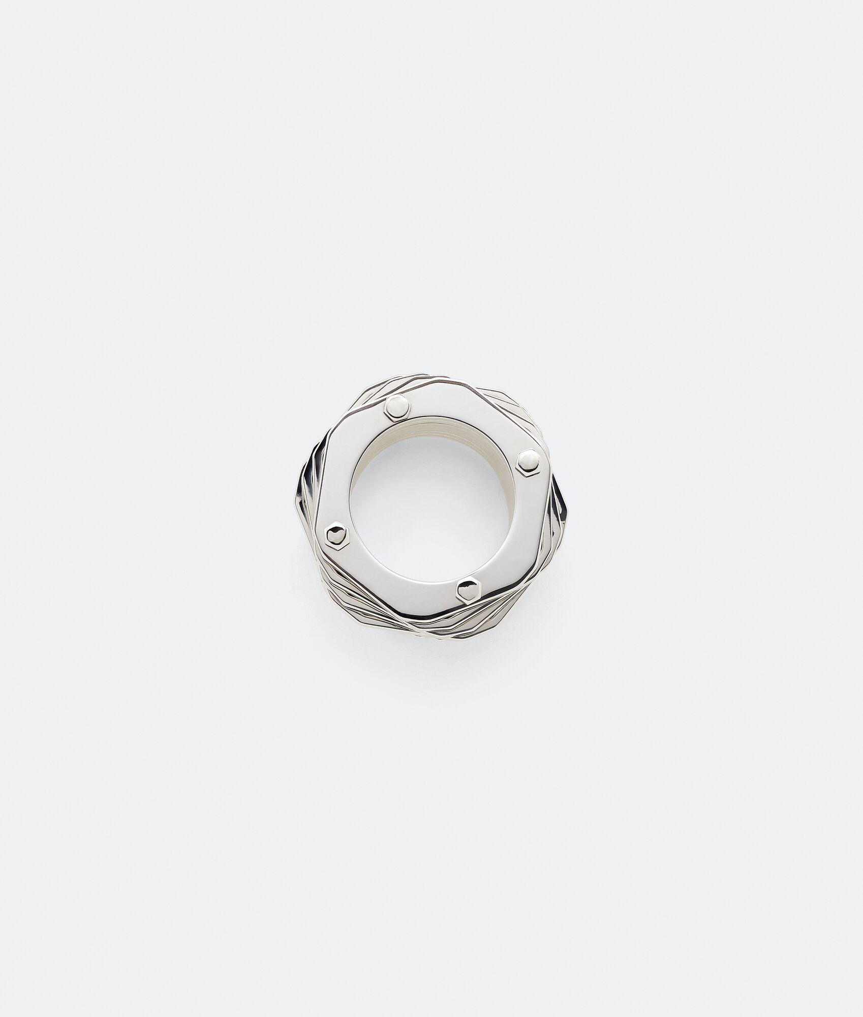 Bottega Veneta o1n1vont0425 Size: 19 / Unisex Layers Ring in Silver Size ONE SIZE - 4 Thumbnail