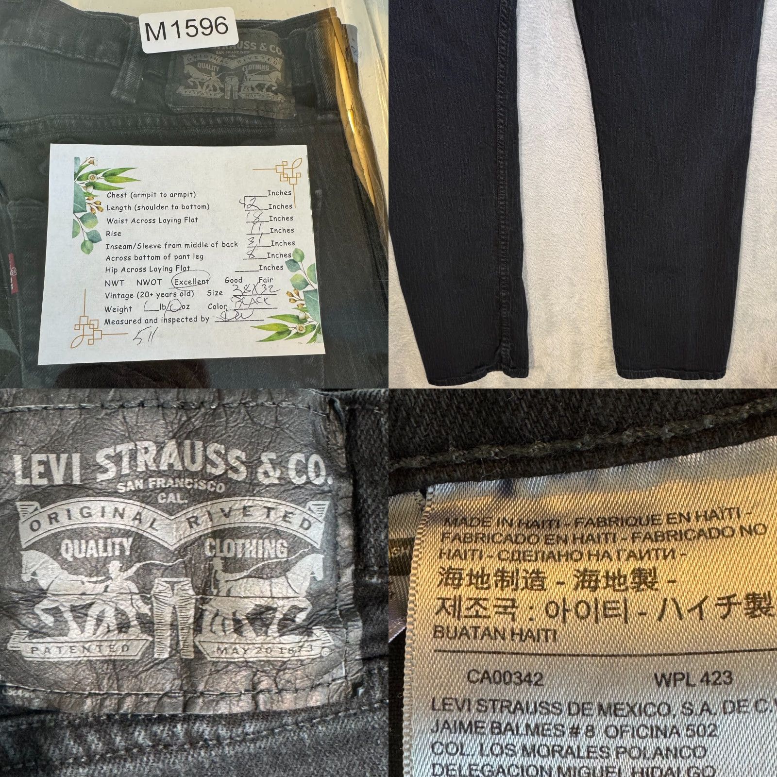 Levi's Levi’s 511 Slim Fit Jeans Men’s 38 x 32 Black Dark Wash Denim Straight Leg Casual Jeans Size US 38 / EU 54 - 8 Thumbnail