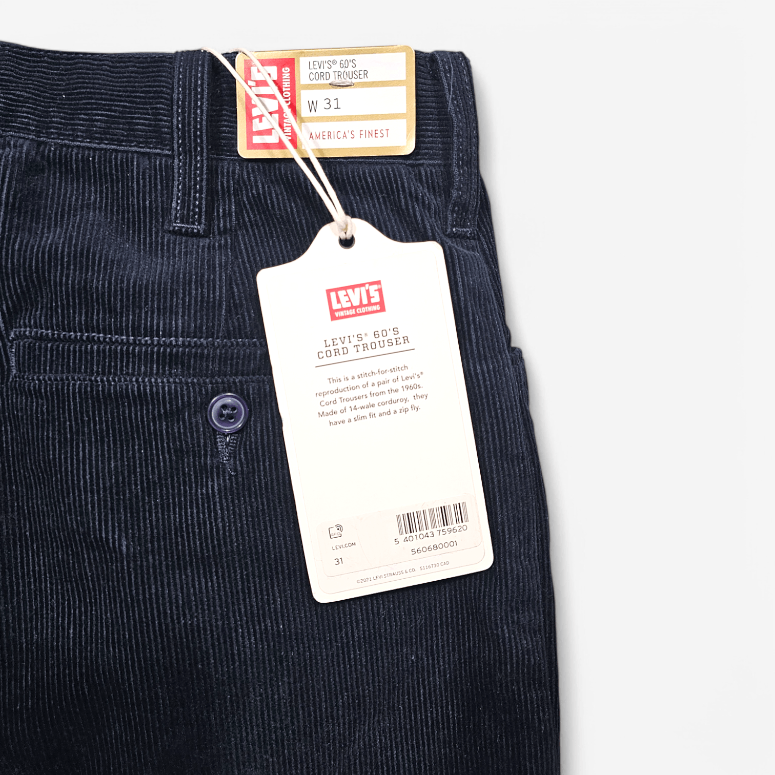 Levi's Vintage Clothing LVC Levi's Vintage Clothing 60's Corduroy Trouser Repro FW22 Size US 31 - 9 Thumbnail