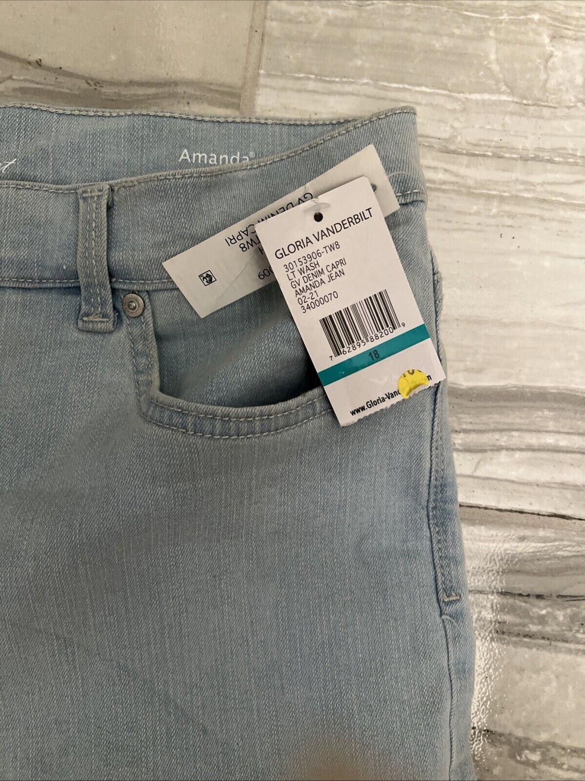 Designer Gloria Vanderbilt Women 18 Blue Crop Capri Pants Size 40" / US 18 - 2 Thumbnail