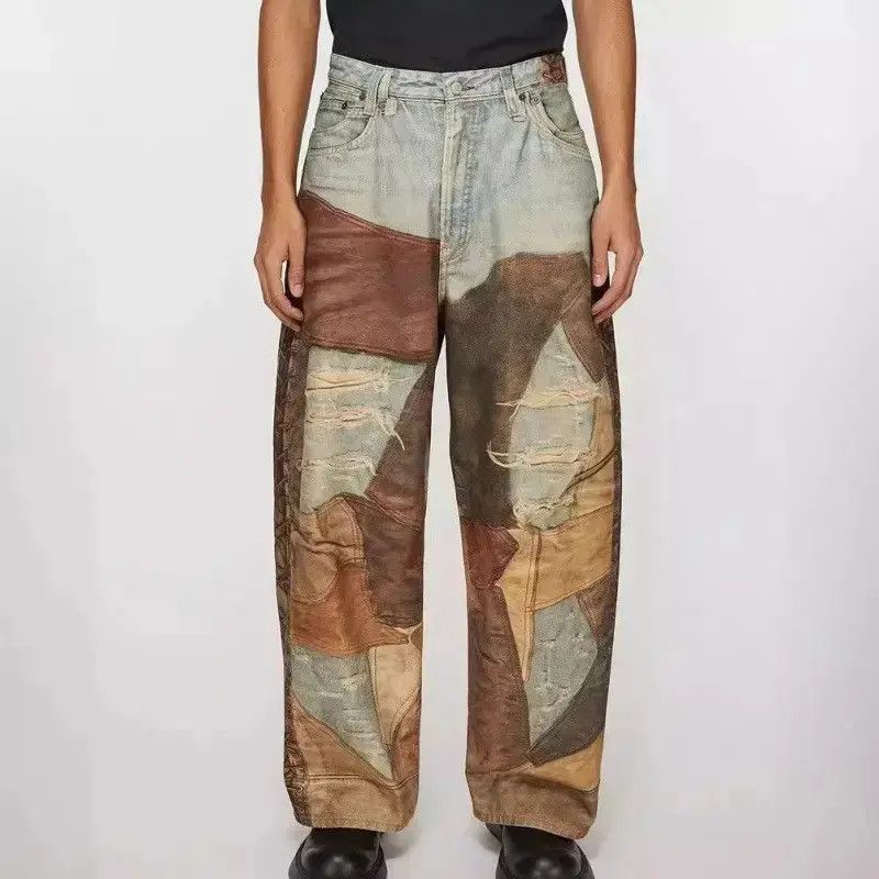 Japanese Brand Retro straight tube loose wide leg printed jeans Size US 32 / EU 48 - 1 Thumbnail