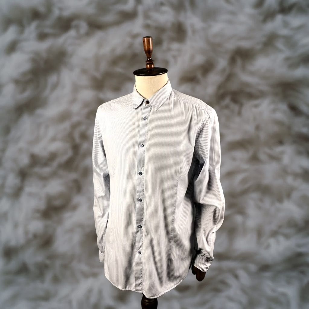 Diesel Diesel Men's Shirt XL White Cotton Striped Slim Fit Button-Up Size US XL / EU 56 / 4 - 1 Thumbnail