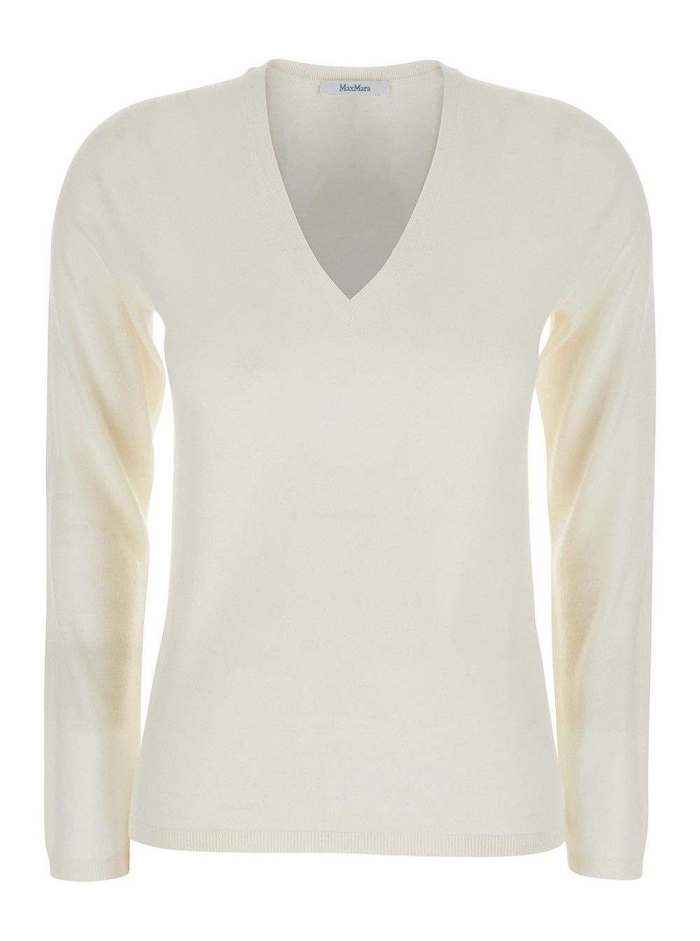 Max Mara White V-neck Sweater in Cashmere Woman Size S / US 4 / IT 40 - 1 Thumbnail