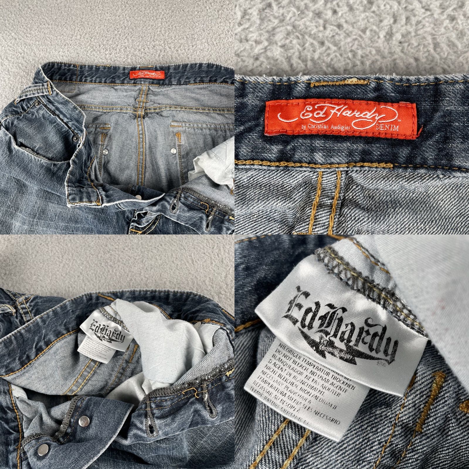 Ed Hardy VINTAGE Ed Hardy Jeans Denim Blue 34x31 Men 90s California Skull Tattoo Rock Streetwear Y2K Fashion Size US 34 / EU 50 - 8 Thumbnail