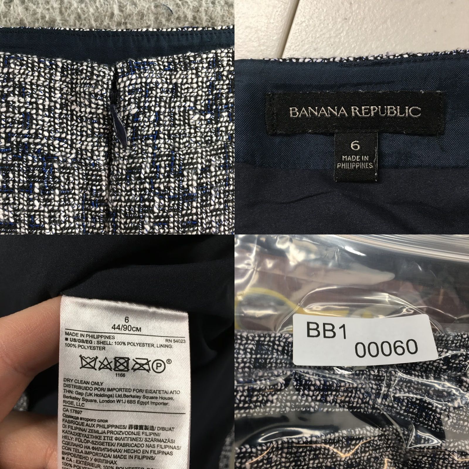 Banana Republic Banana Republic Skirt Womens 6 Black Tweed Pencil Lined Back Slit Polyester Cotton Blend Size 28" / US 6 / IT 42 - 9 Thumbnail