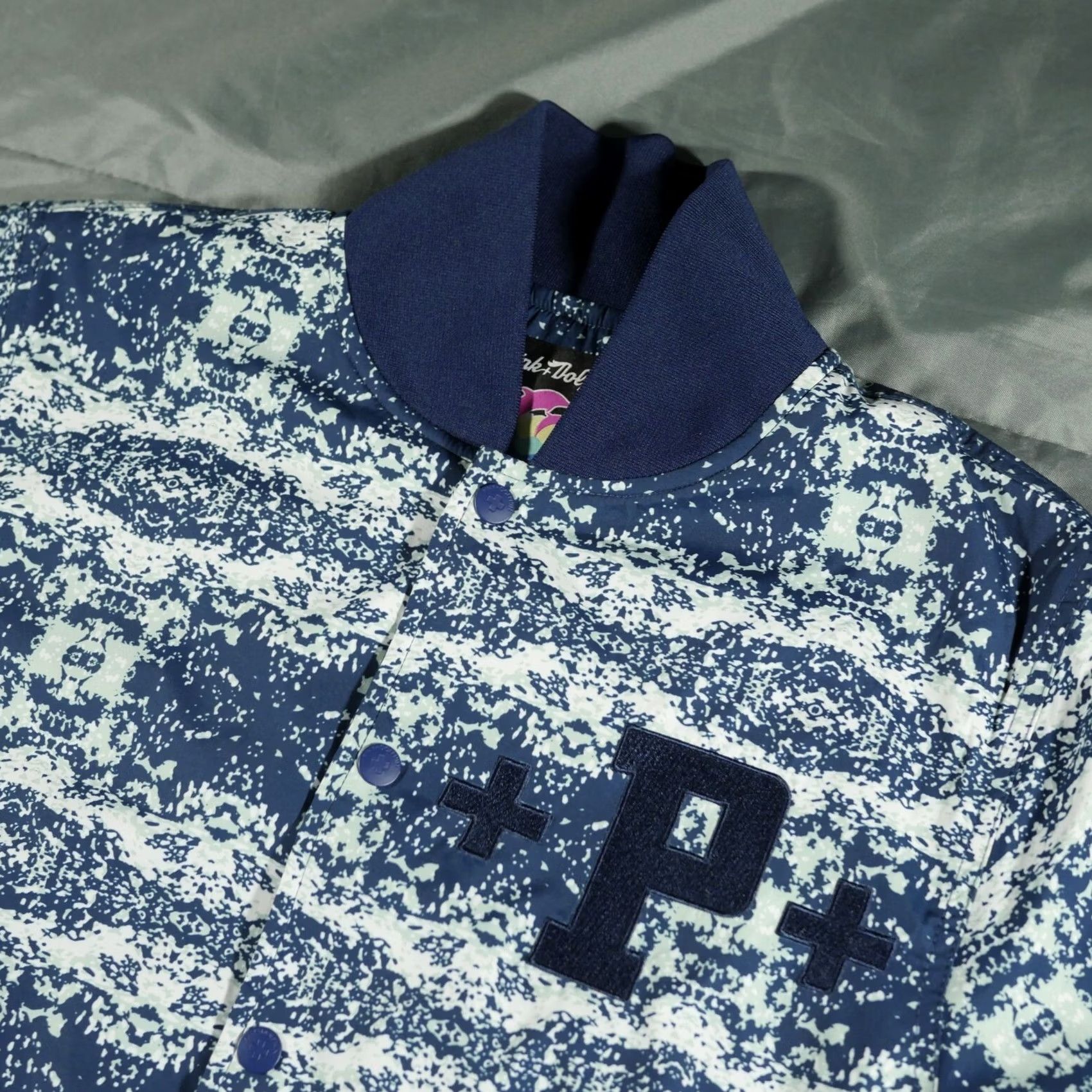 Pinko Pink Dolphin Jacket Mens Medium Blue White Bomber Varsity Snaps Letterman Jacket Size US M / EU 48-50 / 2 - 2 Thumbnail