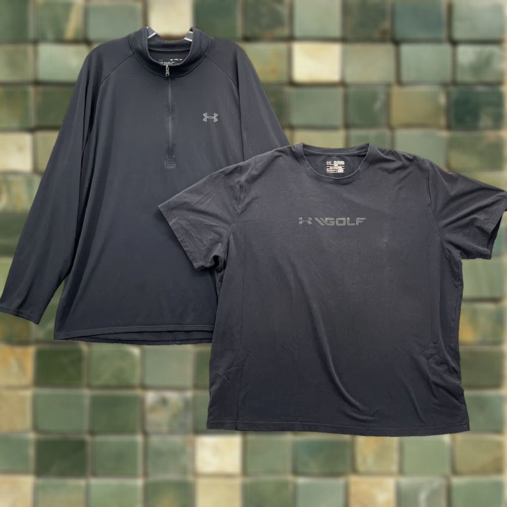 Under Armour Under Armour Golf Shirt LOT (2) Men 2XL/3XL Performance Training Pullover Sports Shirt Men Black Logo Athletic 2XL/3XL Fall Winter Sports Size US XXL / EU 58 / 5 - 1 Thumbnail
