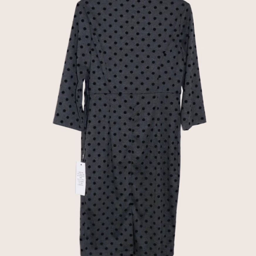 Vintage Lindy Bop Olivia Grey Polka Dot Wiggle Dress UK 10 Women’s New With Tags Size L / US 10 / IT 46 - 1 Thumbnail