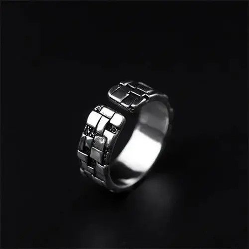 Ring Of Fire Geometric Block Pattern Ring Size ONE SIZE - 2 Thumbnail