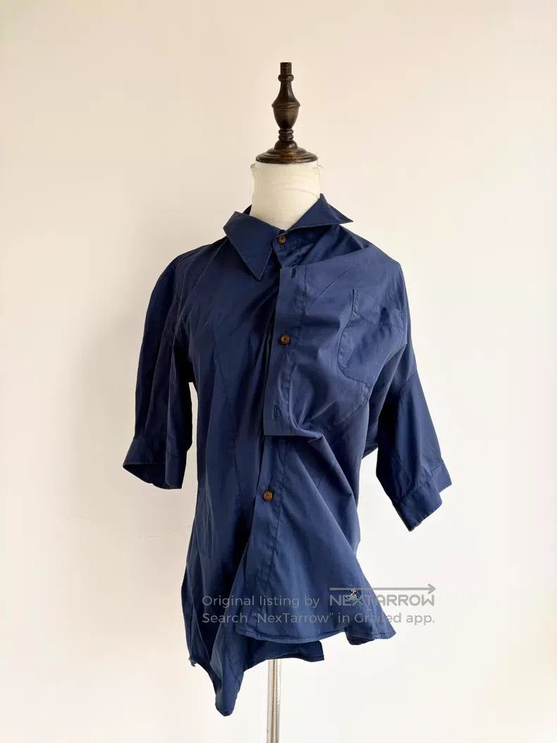 Vivienne Westwood Vivienne Westwood Blue asymmetrical cut short-sleeved shir Size L / US 10 / IT 46 - 1 Thumbnail