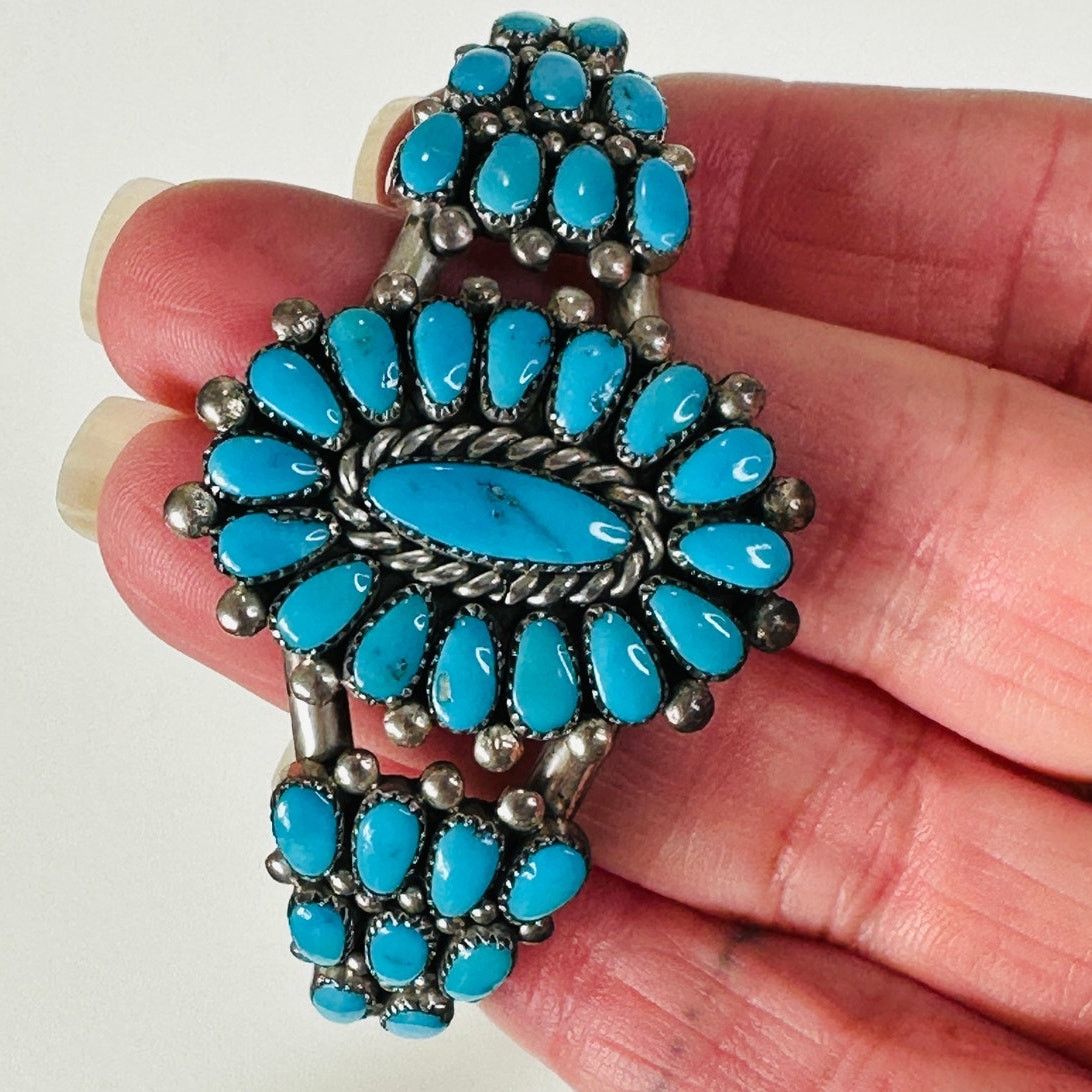 Other Zuni Alice Quam Turquoise Native American Silver Bracelet Size ONE SIZE - 8 Thumbnail