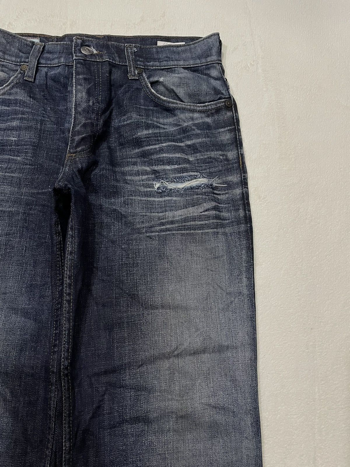 Lee Vintage Lee Cooper Straight Cut Distress Faded Dark Blue Size US 30 / EU 46 - 4 Thumbnail