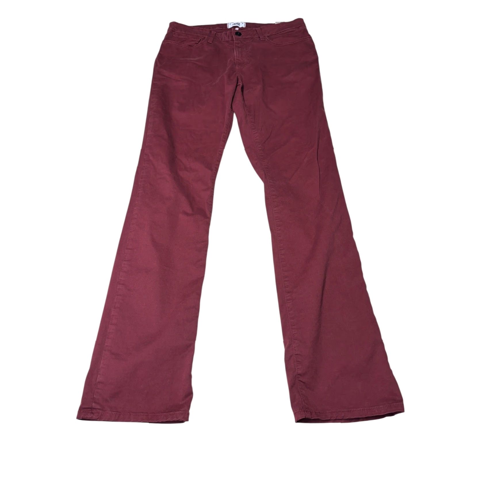 Paige Paige Normandie Pants Burgundy Red Cotton Blend 32x33 Straight Leg 5-Pocket USA Mens Chino Casual Workwear Modern Fit Size US 32 / EU 48 - 2 Thumbnail