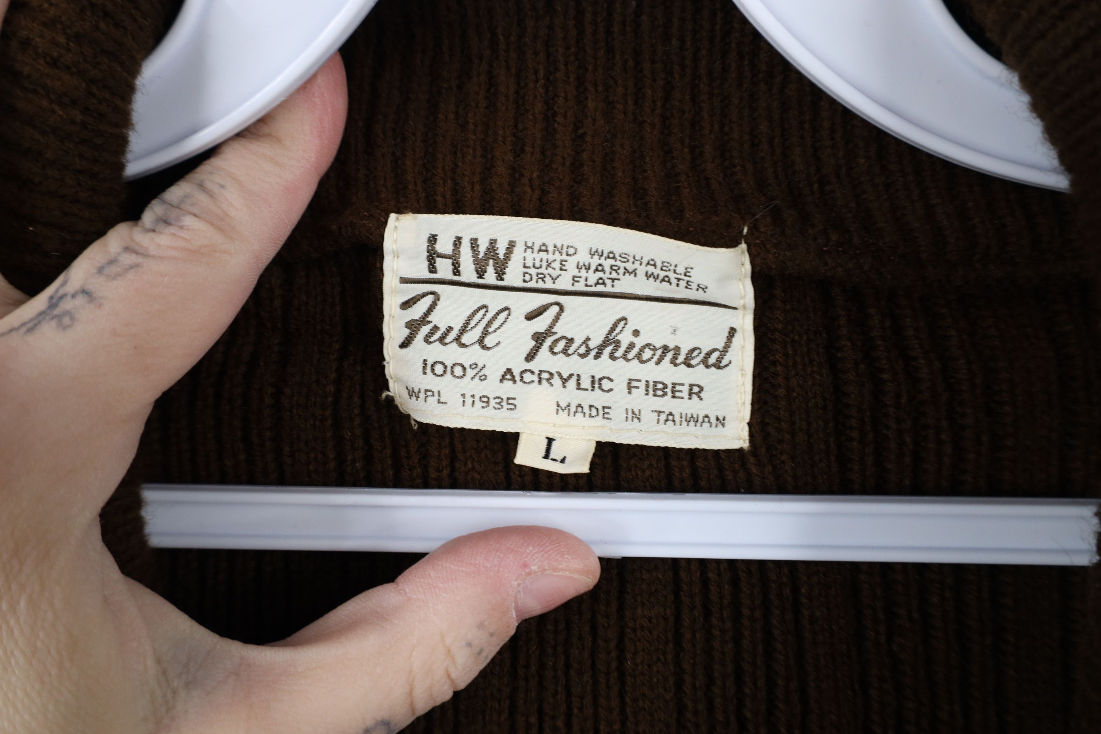 Vintage Vintage 70s Streetwear Ribbed Knit Shawl Cardigan Sweater Size L / US 10 / IT 46 - 6 Thumbnail