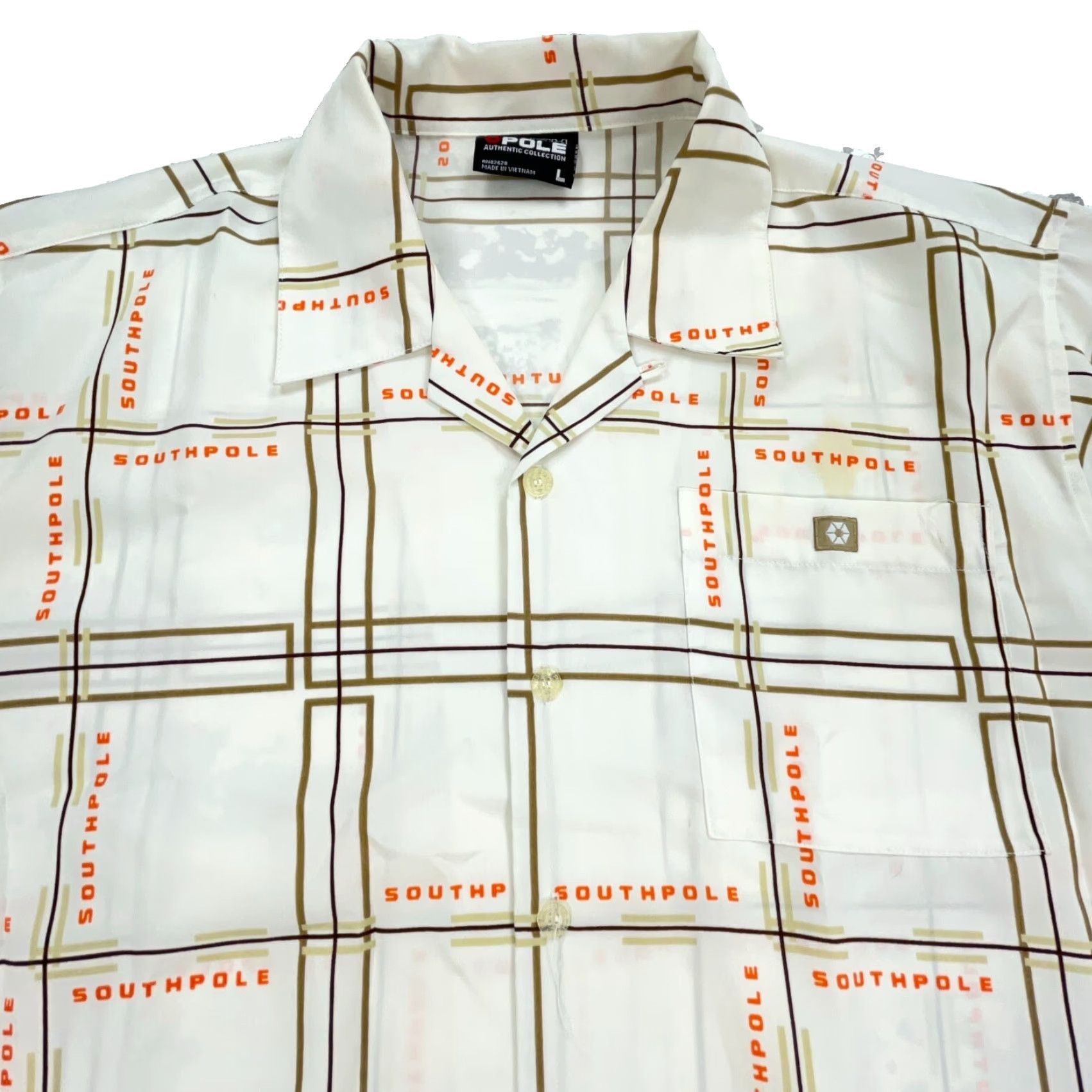 Southpole Vintage South Pole Shirt Men L White Button Up Baggy Rap Hip Hop Y2K 90s Graphic Print Size US L / EU 52-54 / 3 - 2 Thumbnail