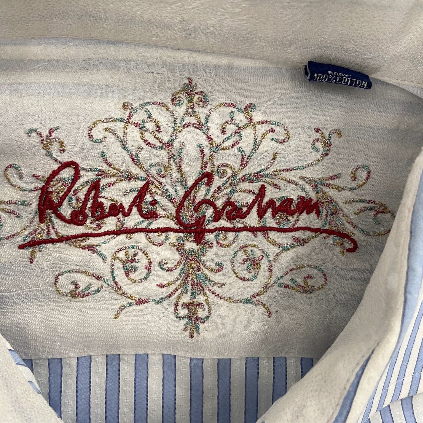 Robert Graham VINTAGE Robert Graham Shirt Men Adult Medium Blue White Striped Button-Up Long Sleeve Casual Size US M / EU 48-50 / 2 - 4 Thumbnail
